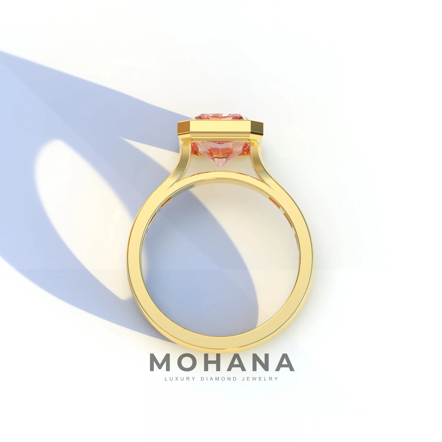 3 Ct Radiant Cut Pink Color Lab Diamond Ring - Olympia