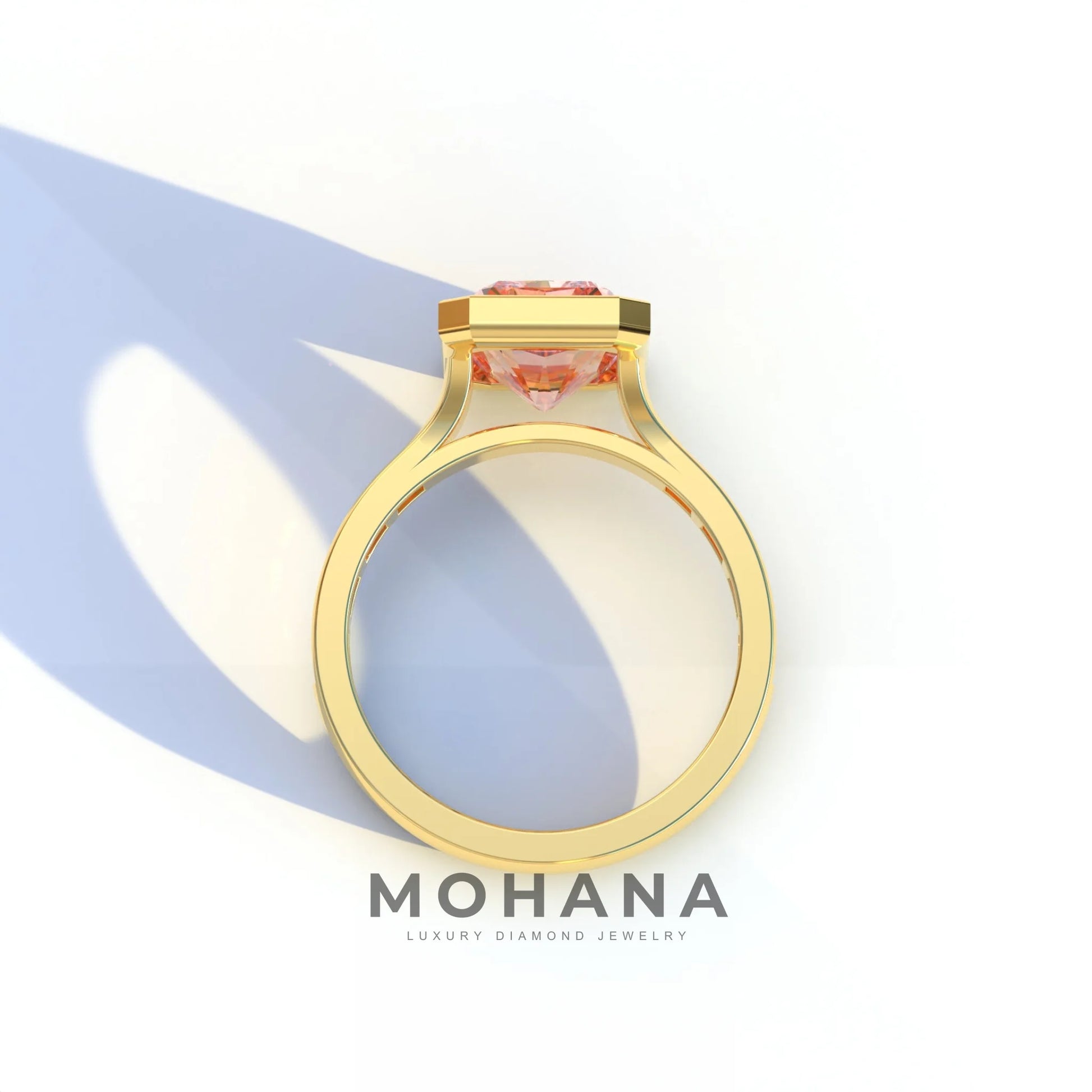 3 Ct Radiant Cut Pink Color Lab Diamond Ring - Olympia