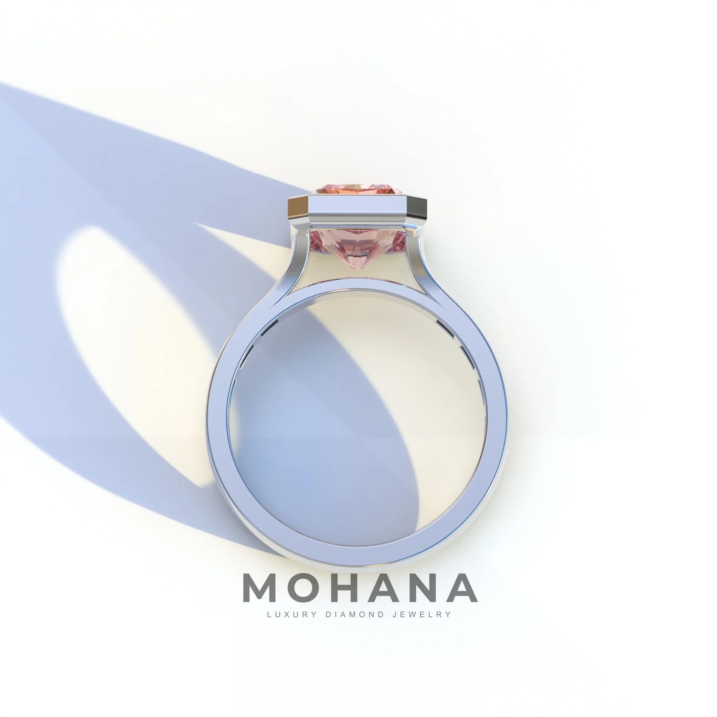 3 Ct Radiant Cut Pink Color Lab Diamond Ring - Olympia