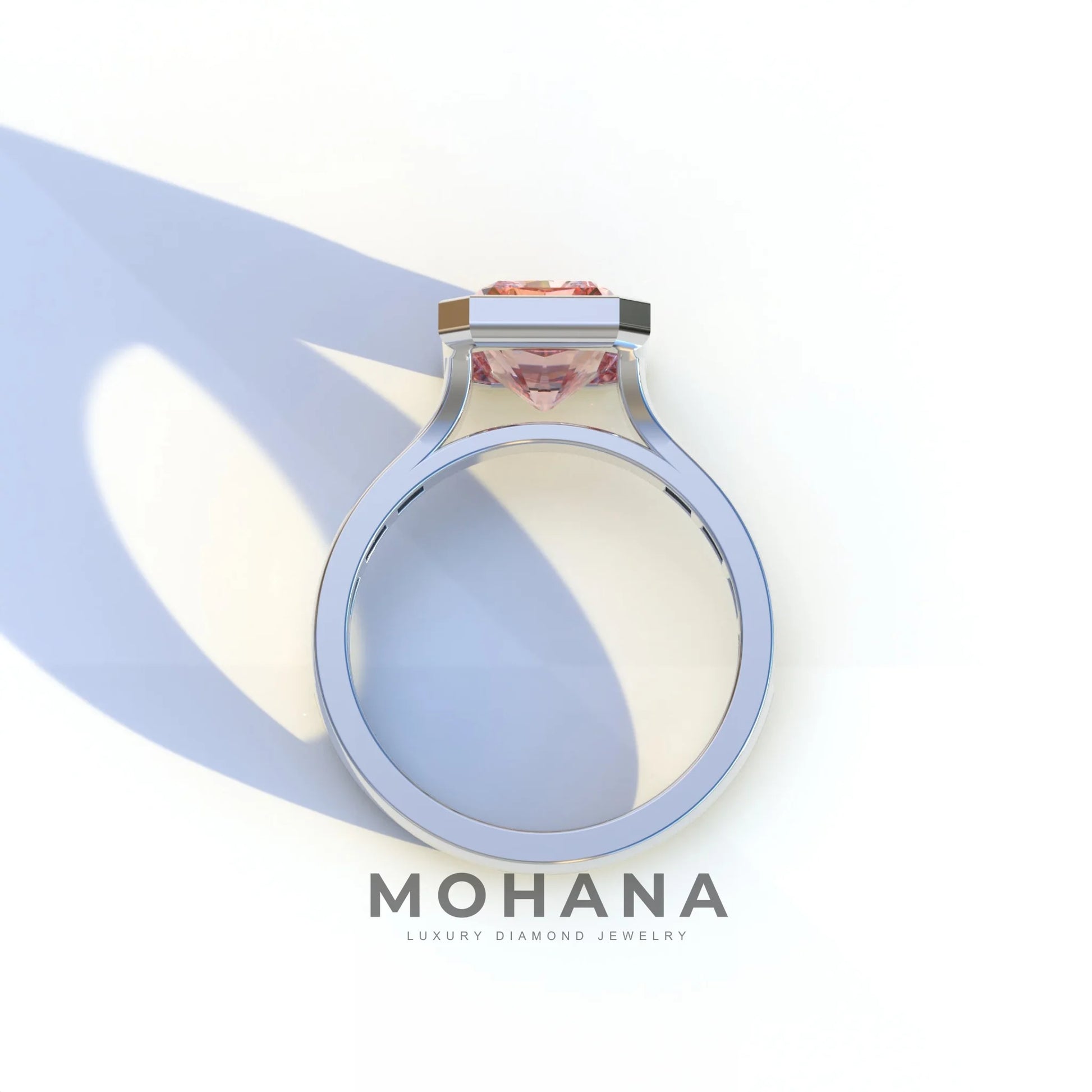 3 Ct Radiant Cut Pink Color Lab Diamond Ring - Olympia