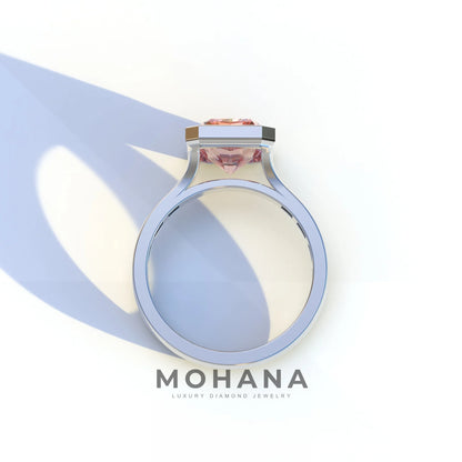 3 Ct Radiant Cut Pink Color Lab Diamond Ring - Olympia