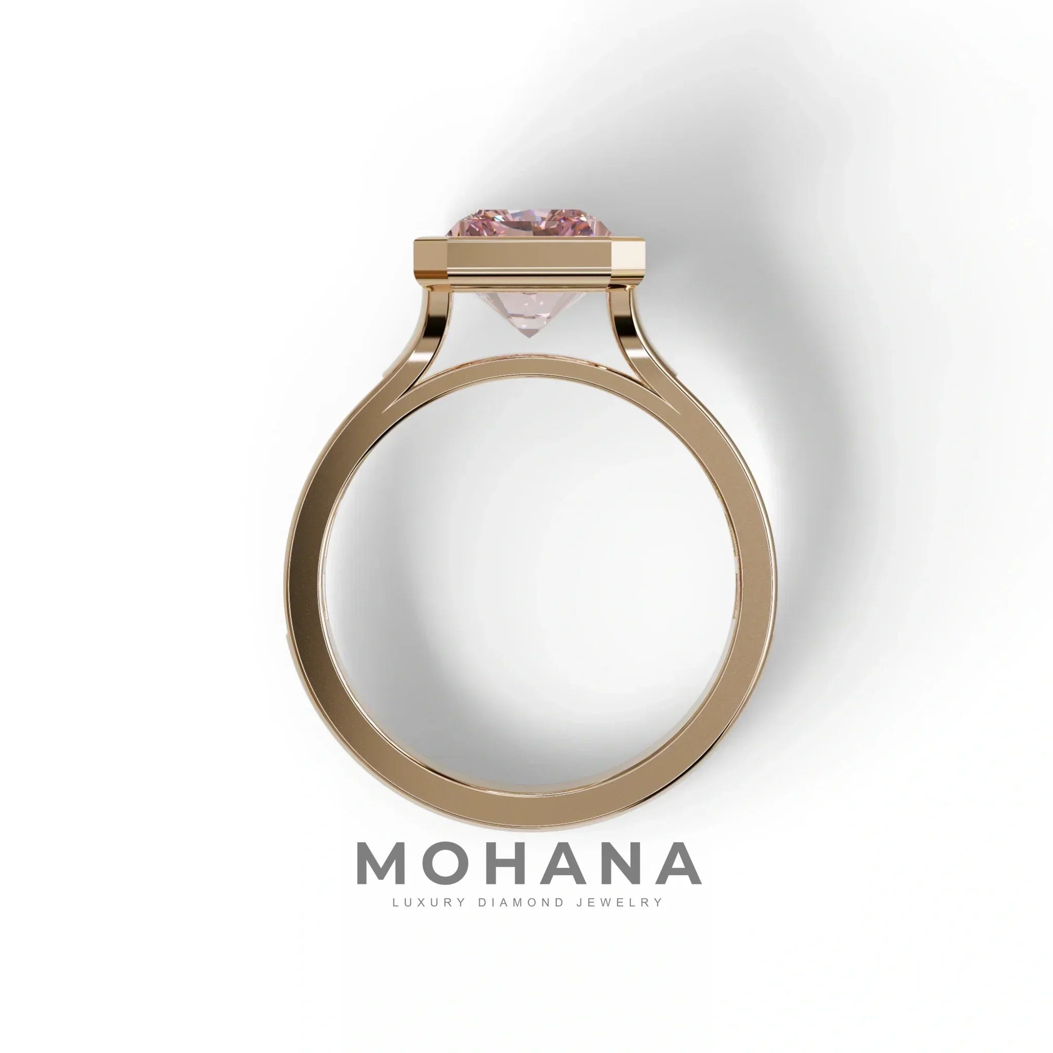3 Ct Radiant Cut Pink Color Lab Diamond Ring - Olympia