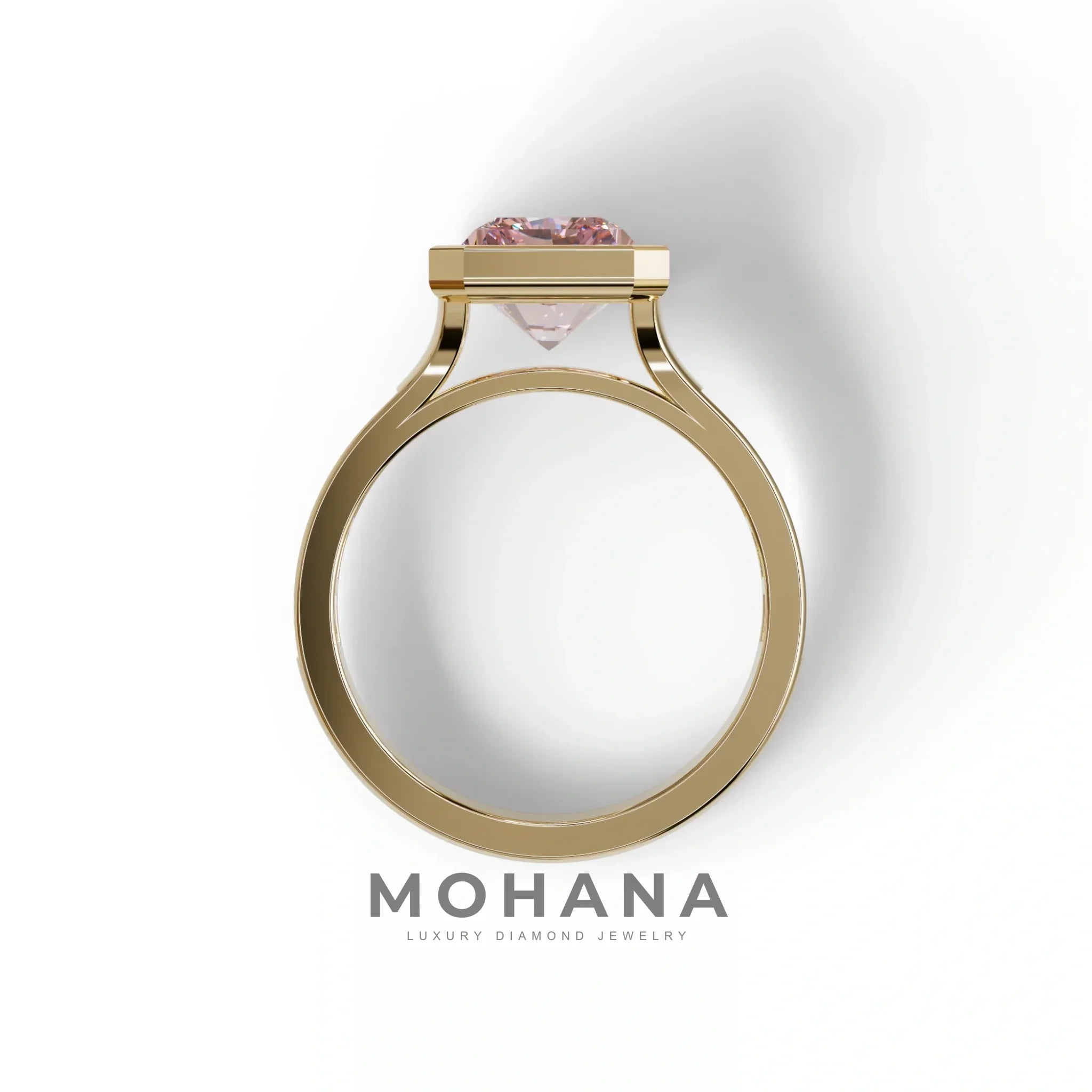 3 Ct Radiant Cut Pink Color Lab Diamond Ring - Olympia