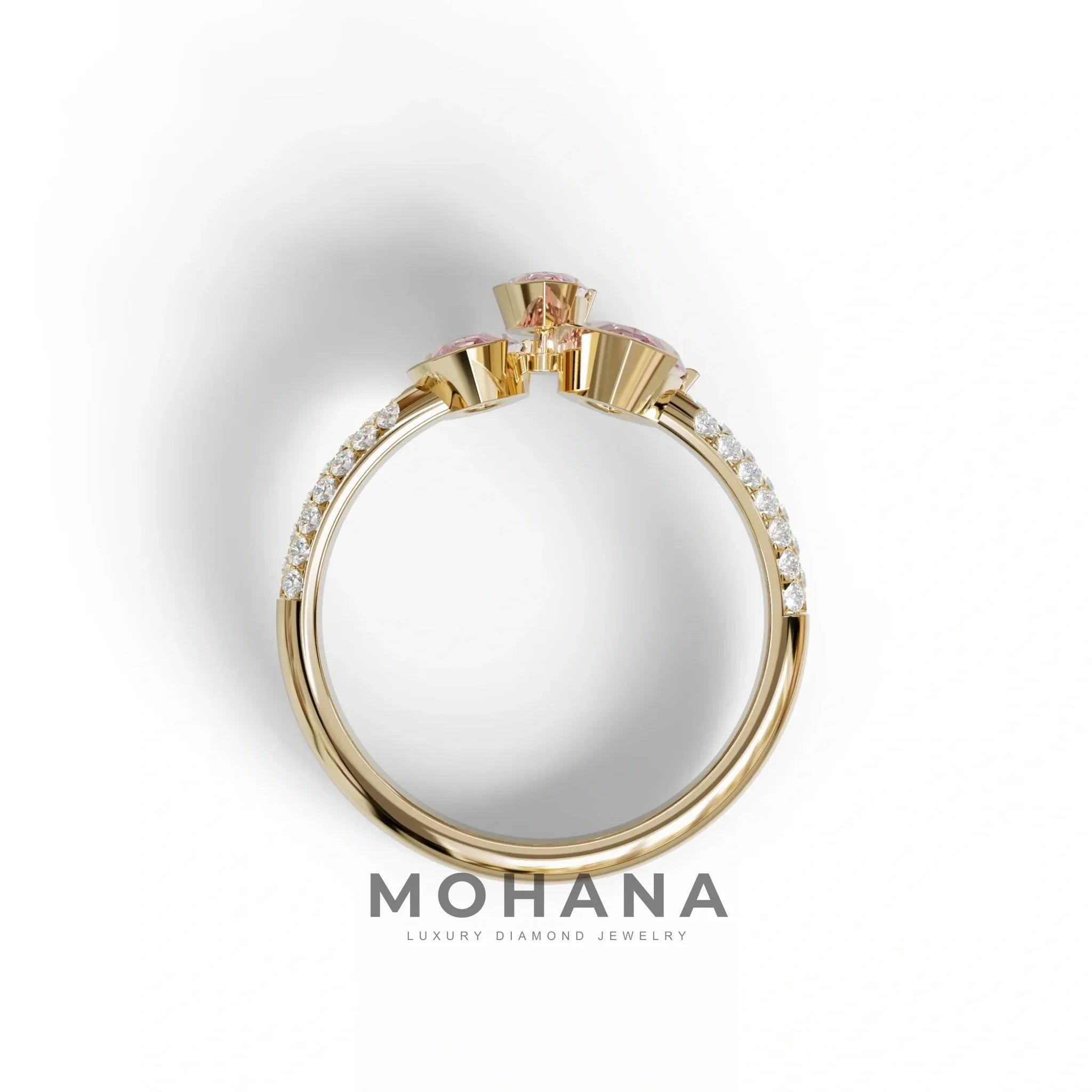 3 Stone 1.75 Ct Pink Marquise Cut Pave Setting Lab Diamond Ring - Dutch