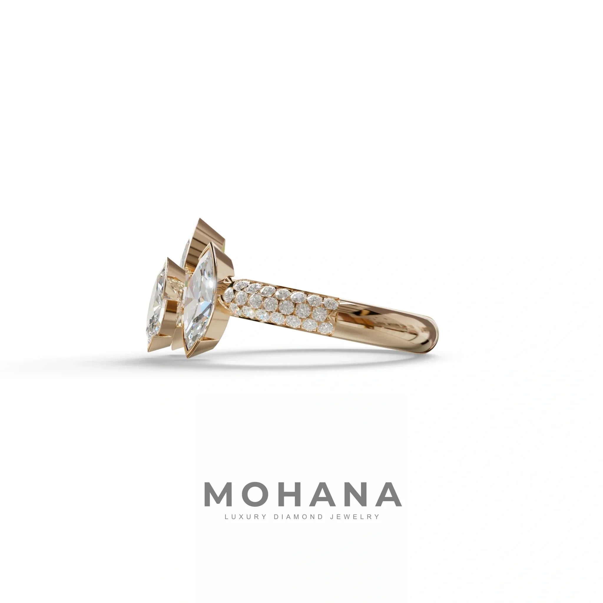 3 Stone 5 Carat E-VVS Marquise Cut Lab Diamond Ring - Dutch