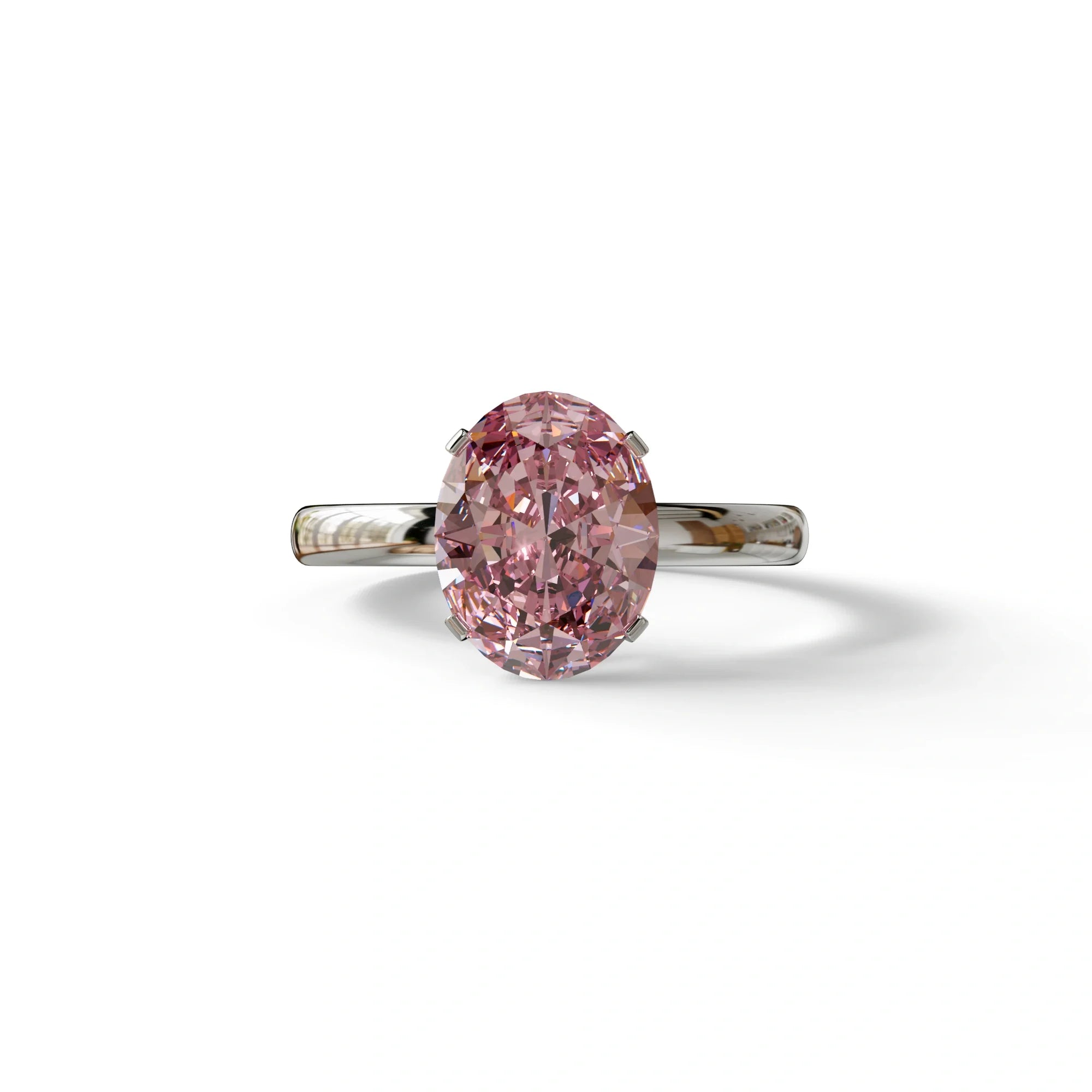 2ct Oval solitaire Diamond Ring Pink Lab Diamond Engagement Ring - Eira - 10K Solid Gold / White Gold