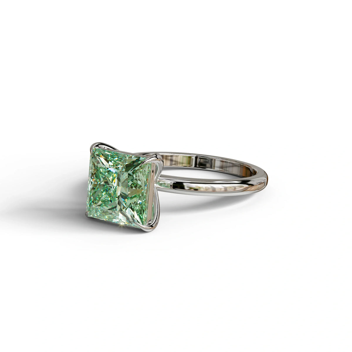 Green Princess Cut Solitaire Lab Grown Diamond Engagement Ring - Speyeria