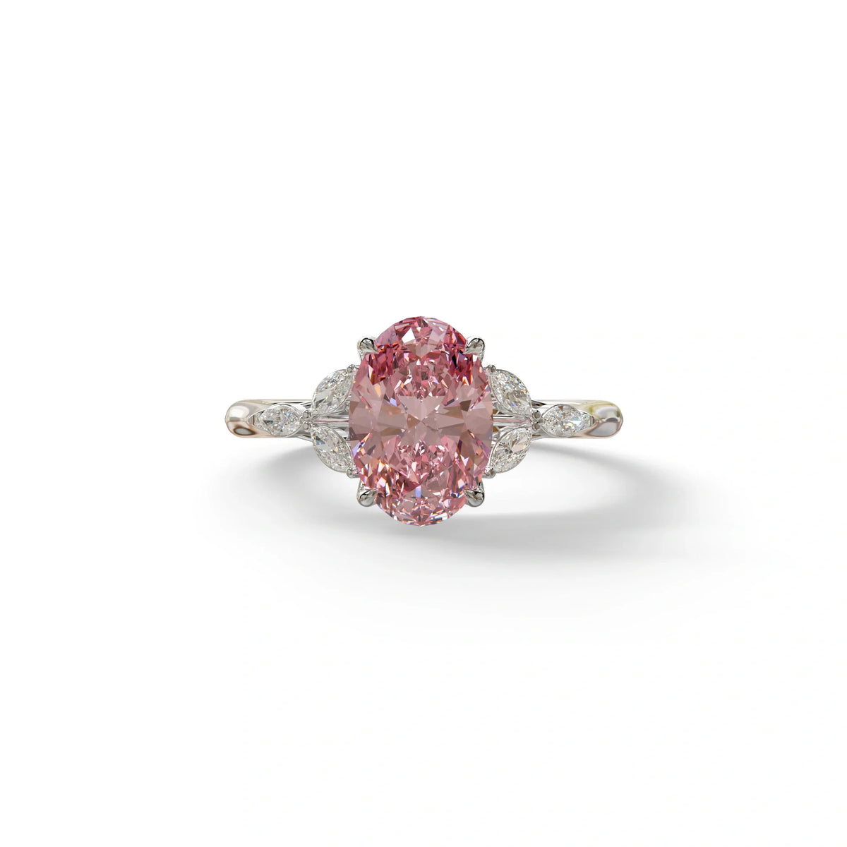 2.5 Carat Pink Lab Grown Diamond Engagement Ring · Oval Cut Nature-Inspired | Halcyon - view 3