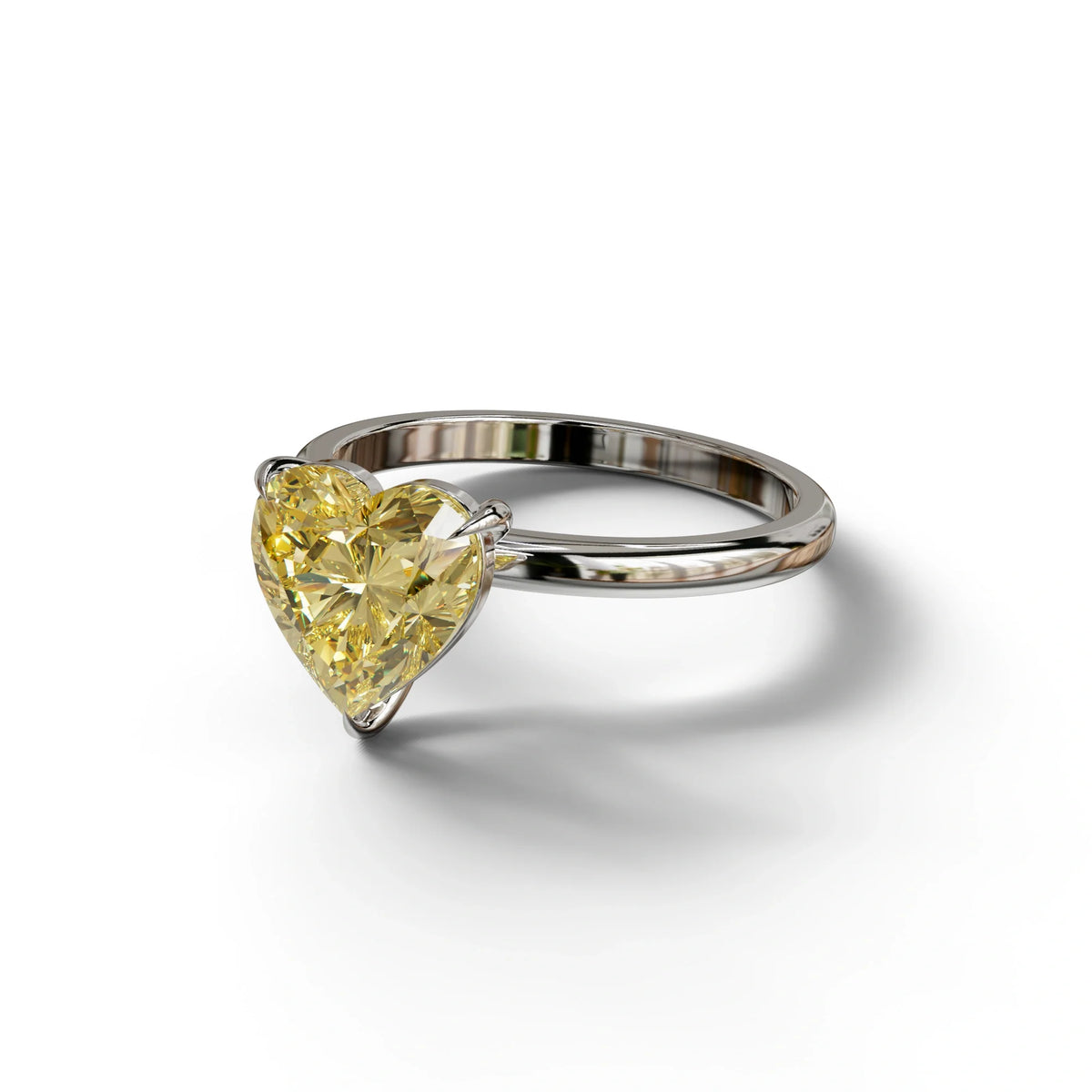 Fancy Yellow Heart Cut Solitaire Lab Grown Diamond Engagement Ring - Mellow