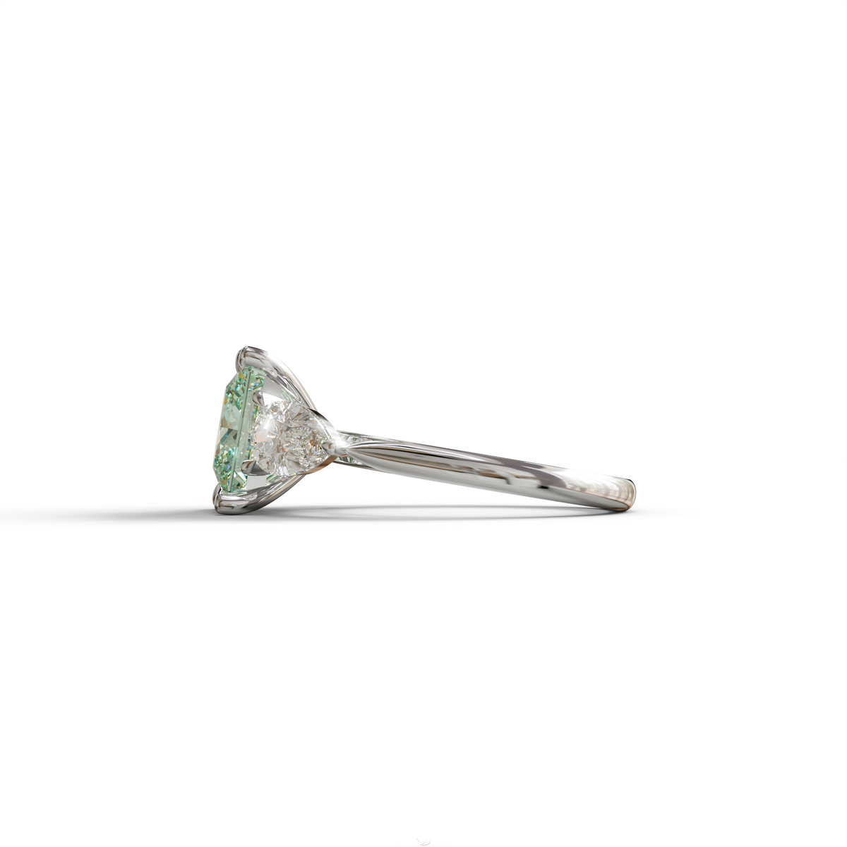3 Carat Green Princess Cut Lab Diamond In 3 Stones Claw Prongs Setting Ring