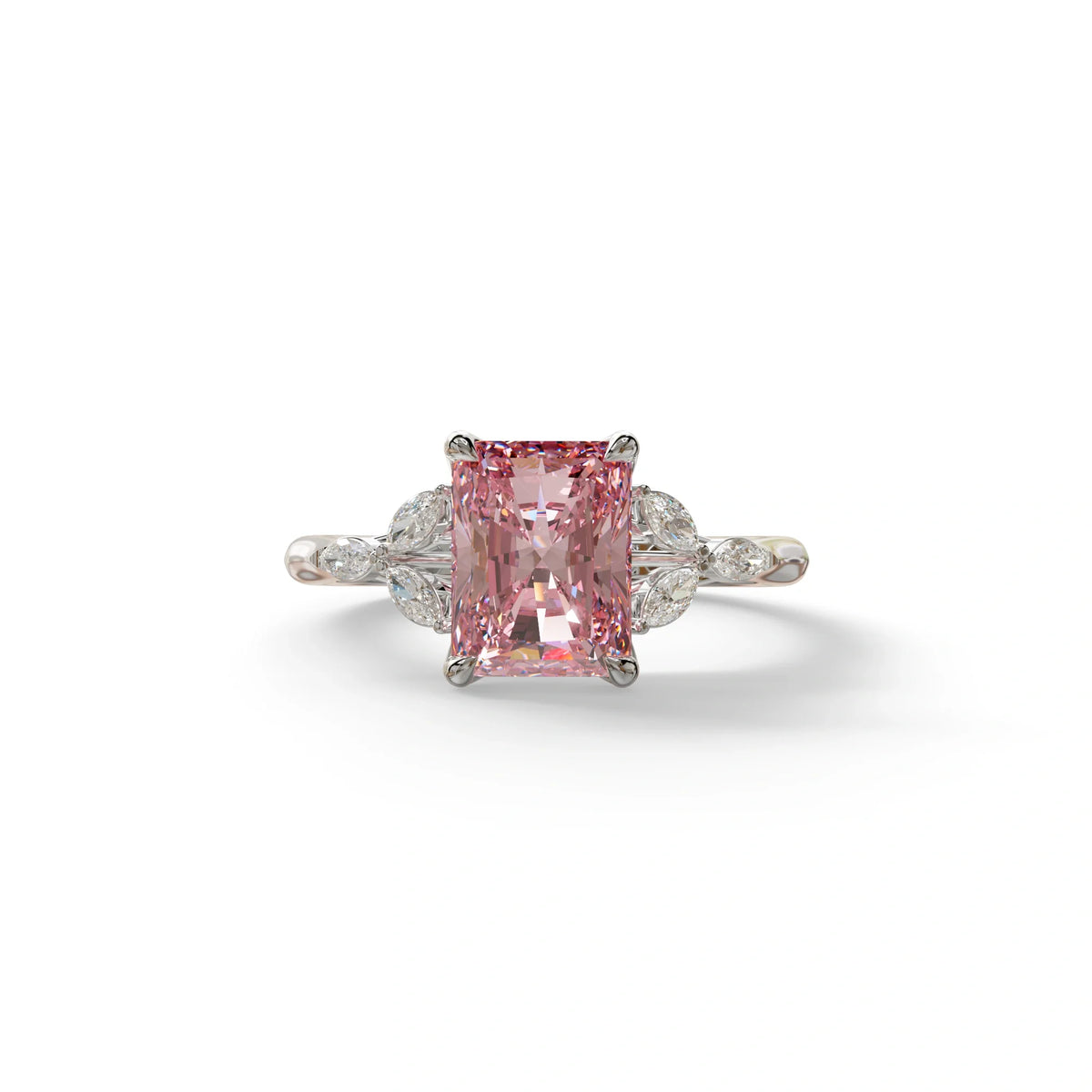 2.5 Carat Pink Lab Grown Diamond Engagement Ring · Radiant Cut Nature-Inspired | Aurora - view 3