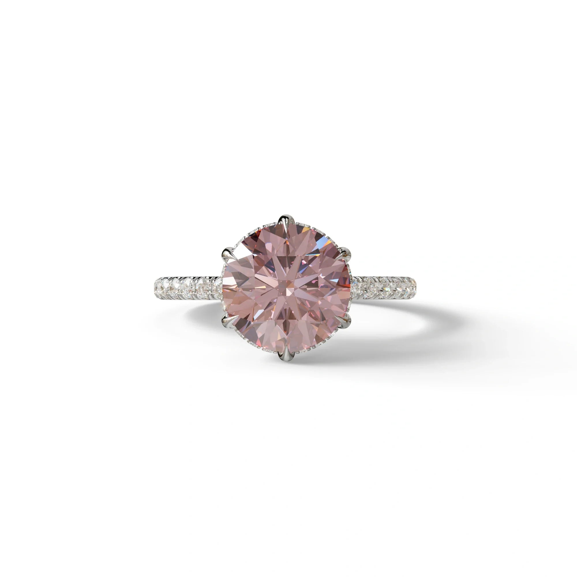 2.5 Carat Green Round Cut Hidden Halo & Pave Lab Diamond Ring - Hyper Saga - 10K Solid Gold / White Gold