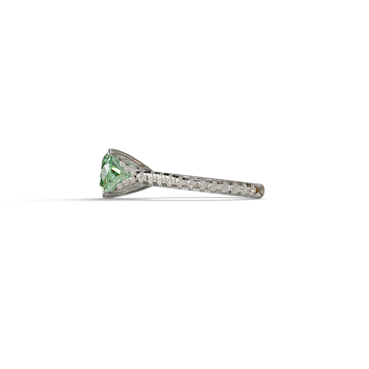 3 Carat Green Oval Lab Diamond Engagement Ring - Ellipse