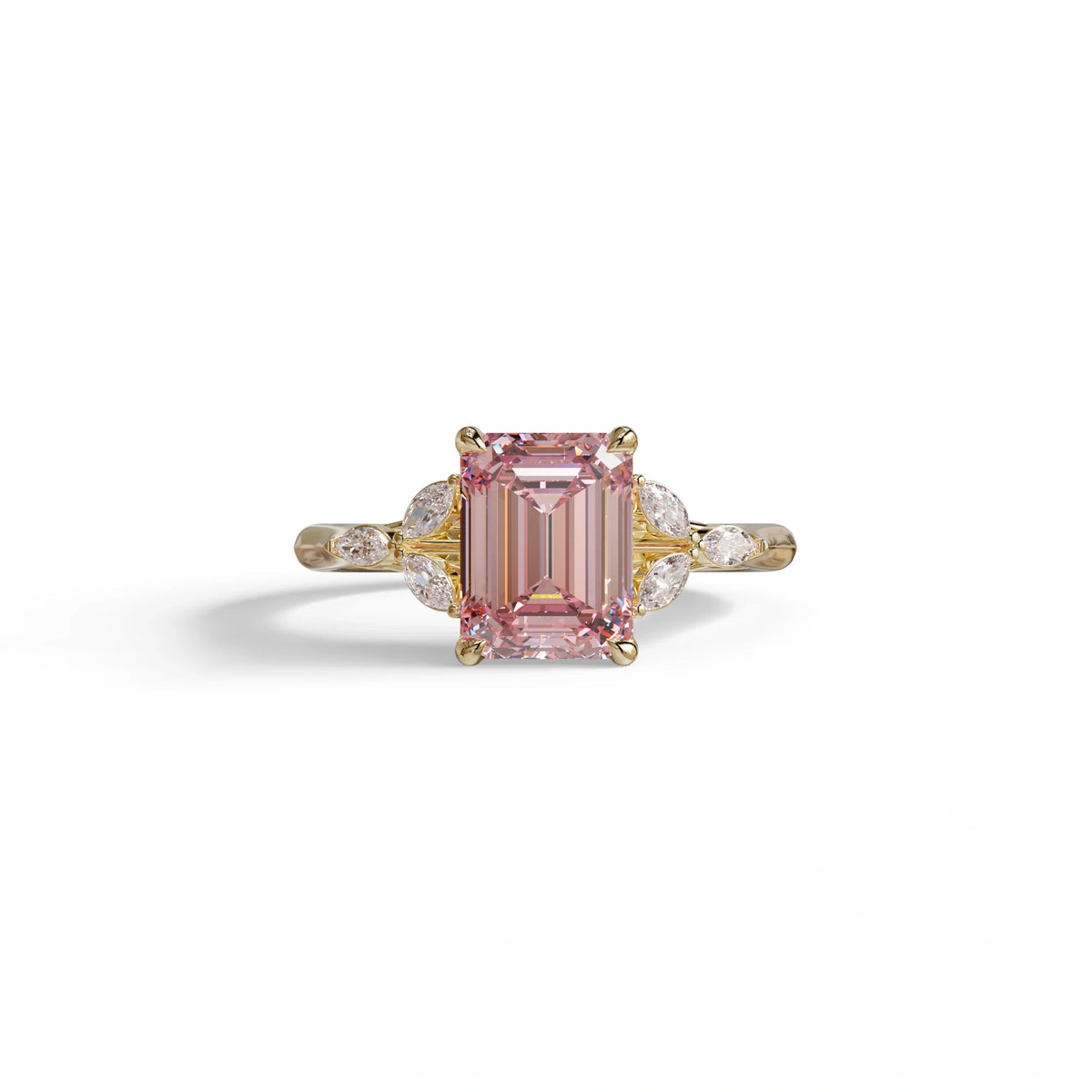2.5 Carat Pink Lab Grown Diamond Engagement Ring · Emerald Cut Nature-Inspired | Verona - view 3