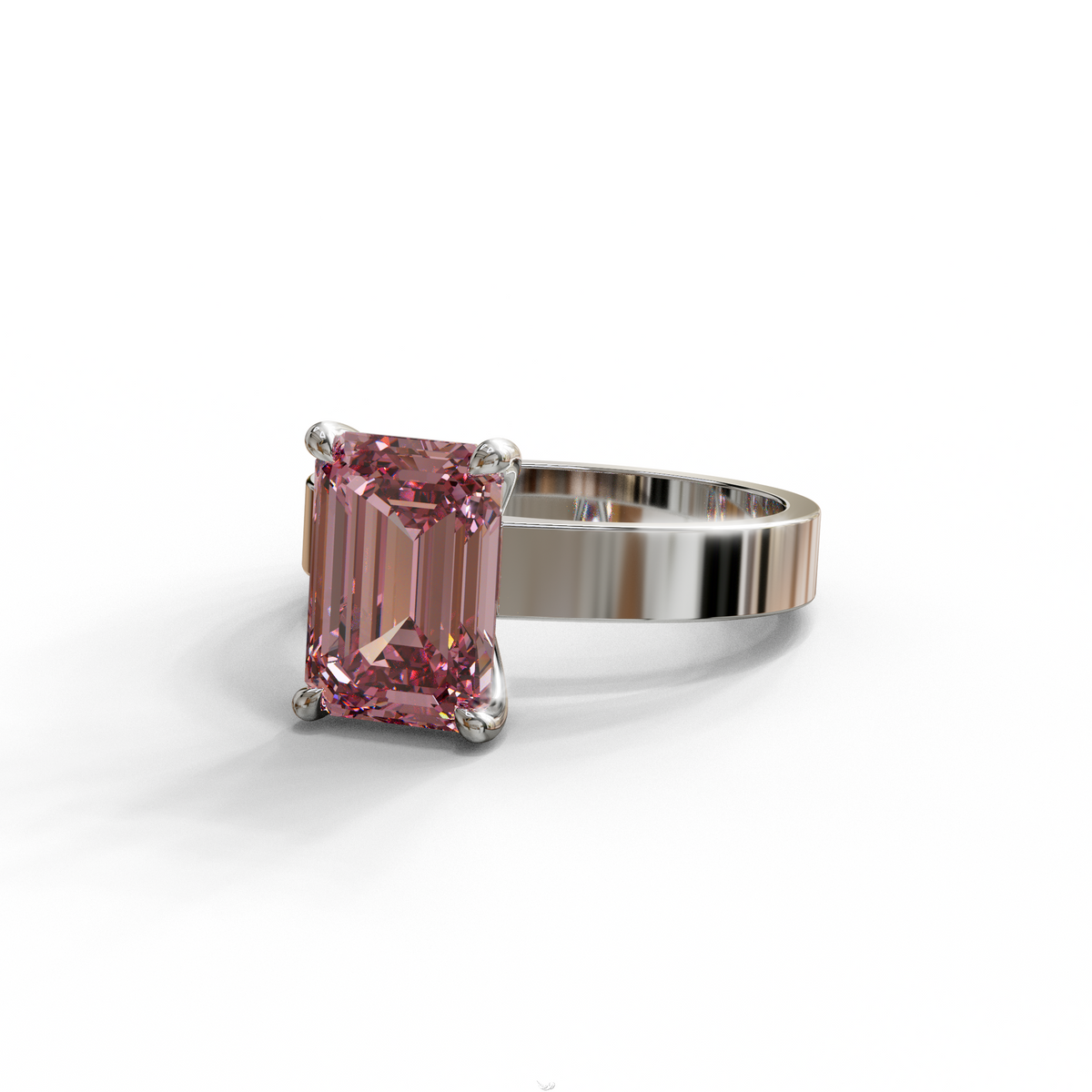 2 to 6 Carat Pink Lab Grown Diamond Engagement Ring – Emerald Cut Solitaire | Lami