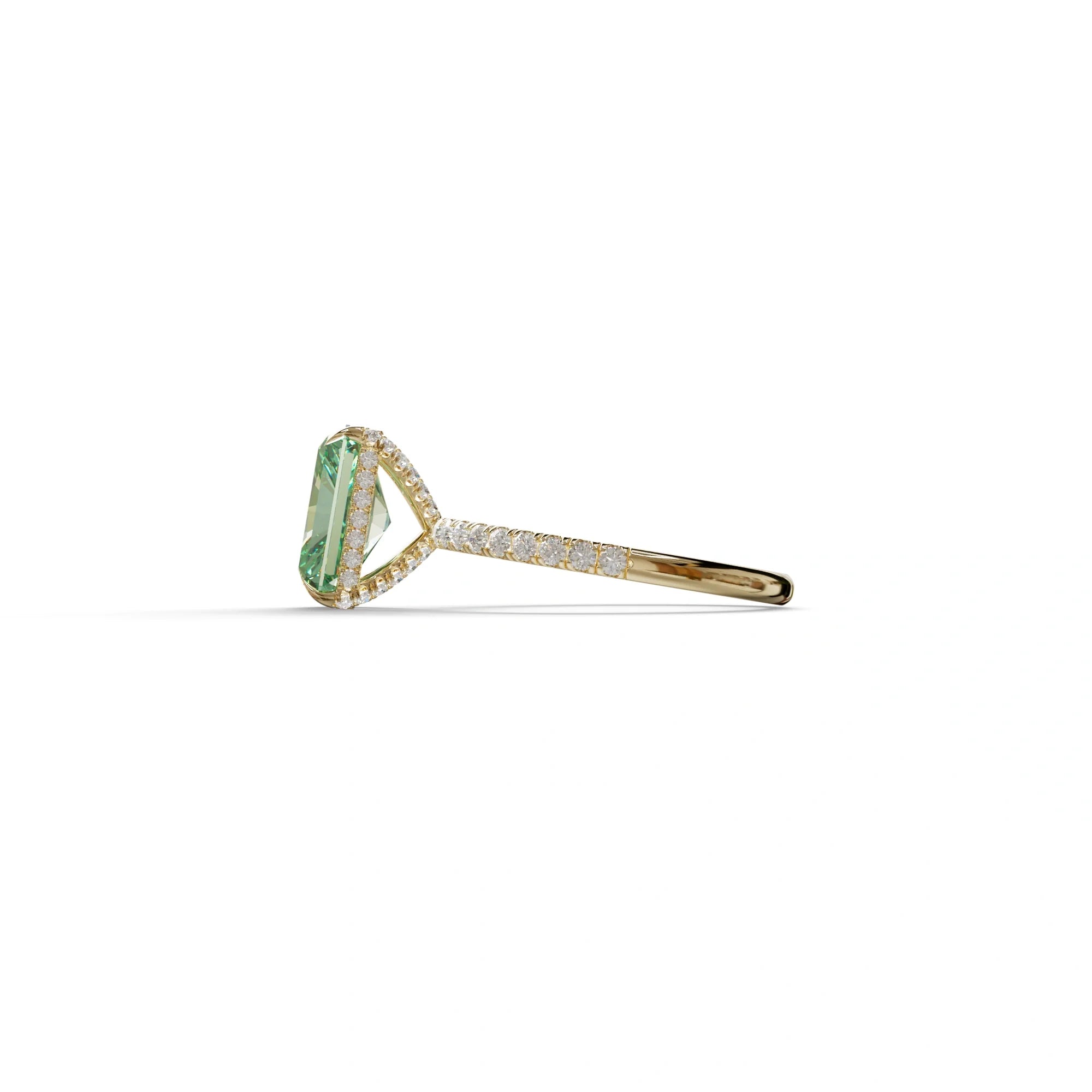 3 Carat Radiant Cut Green Color Lab Diamond Ring -Monica