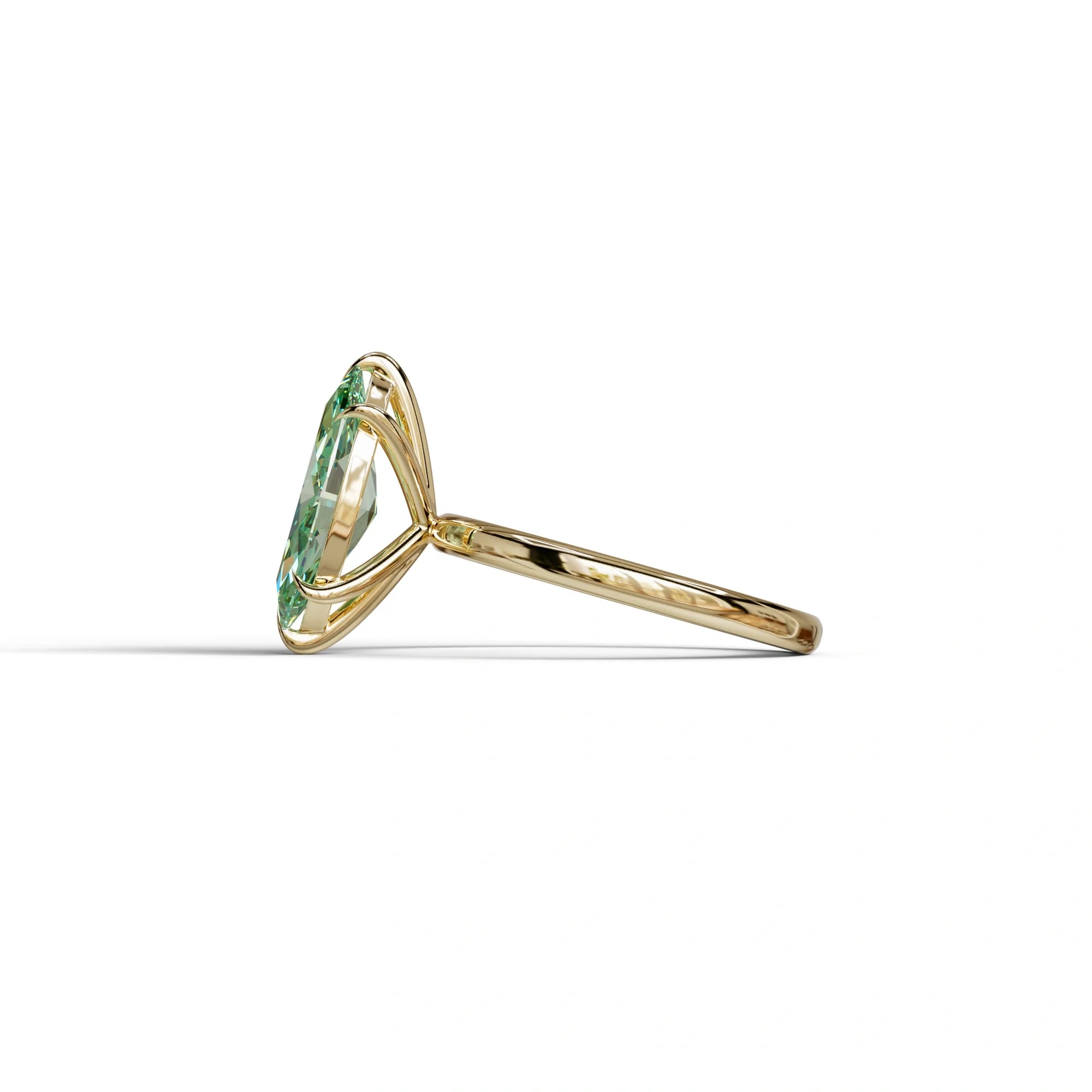 Fancy Vivid Green Marquise Cut Solitaire Lab Grown Diamond Engagement Ring - Celestina