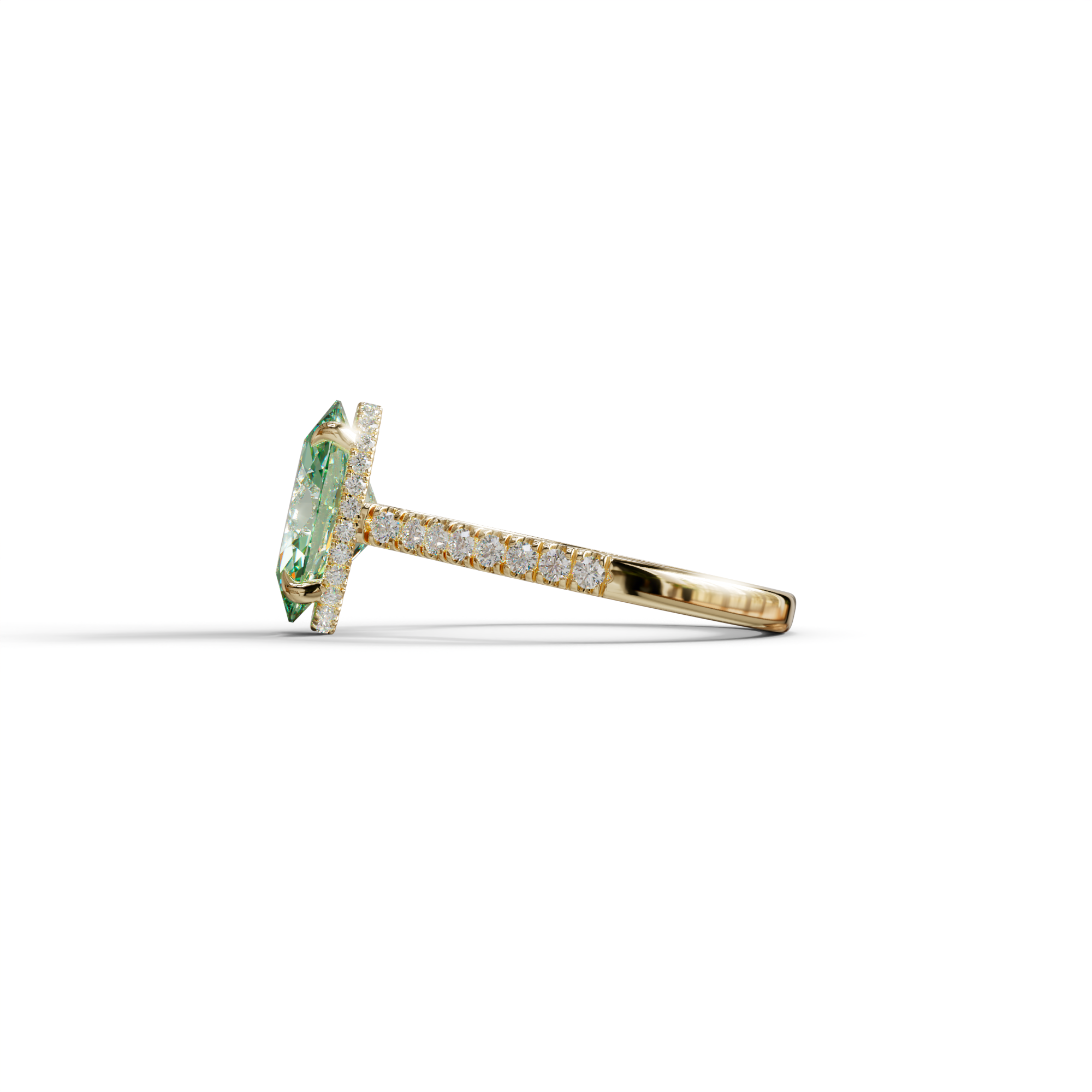 2.5 Carat Green Oval Hidden Halo & Pave Setting Lab Diamond Ring - Eblouissant