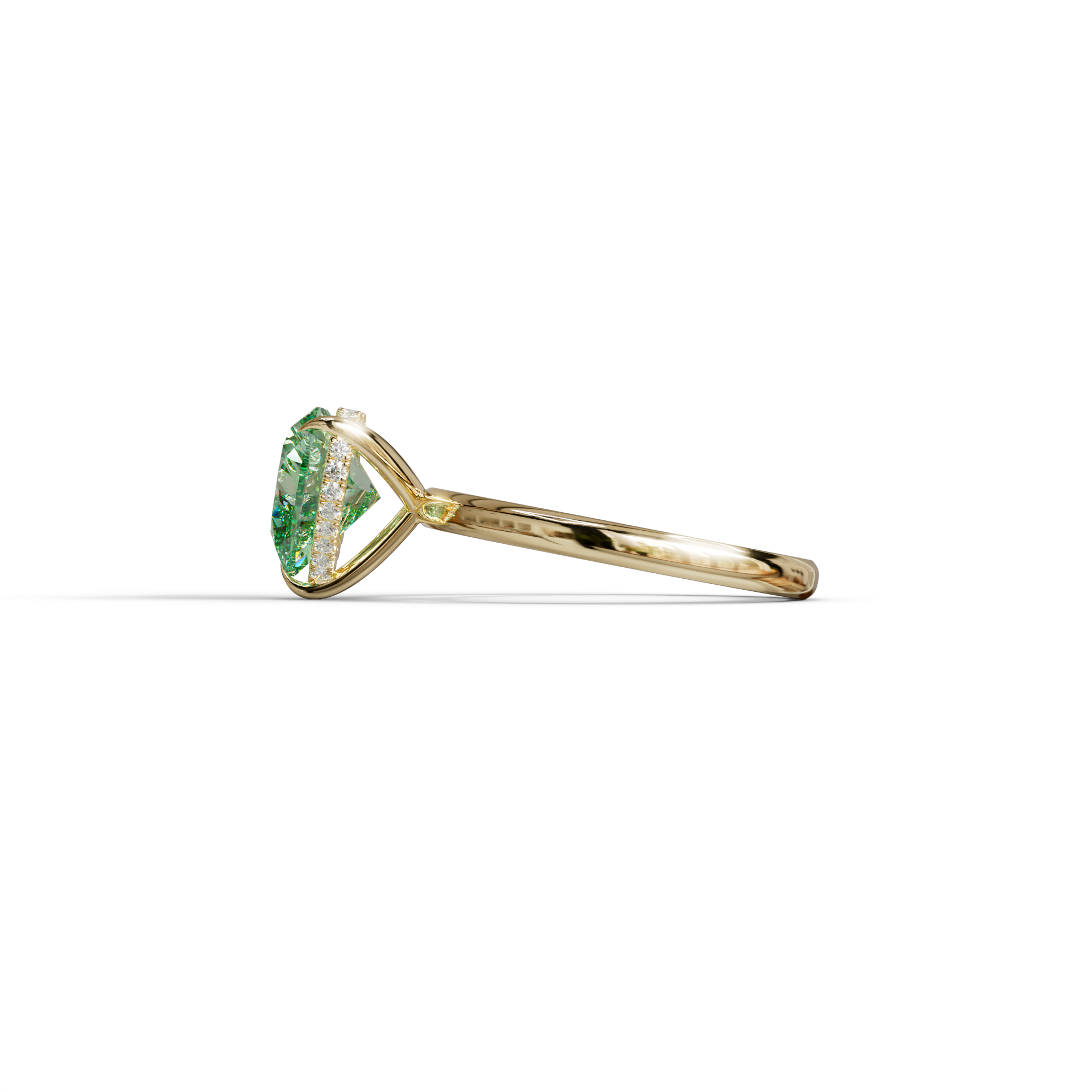 3 Carat Green Heart Cut Hidden Halo Set Lab Grown Diamond Engagement Ring