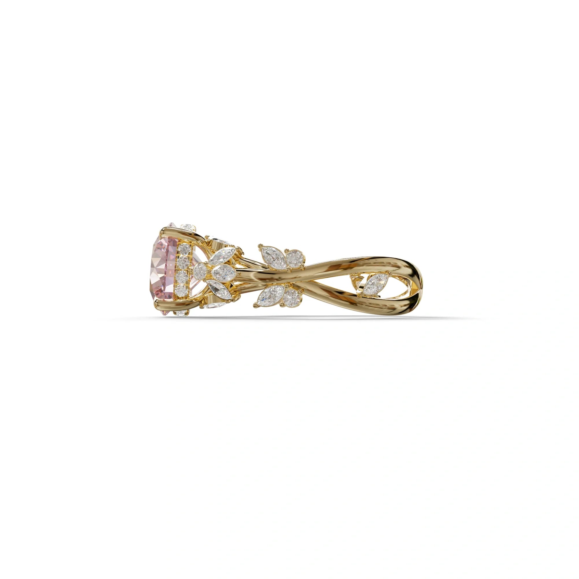 Natural Inspired 3 Carat Pink Round Brilliant cut Lab Diamond Engagement Ring - Catalina