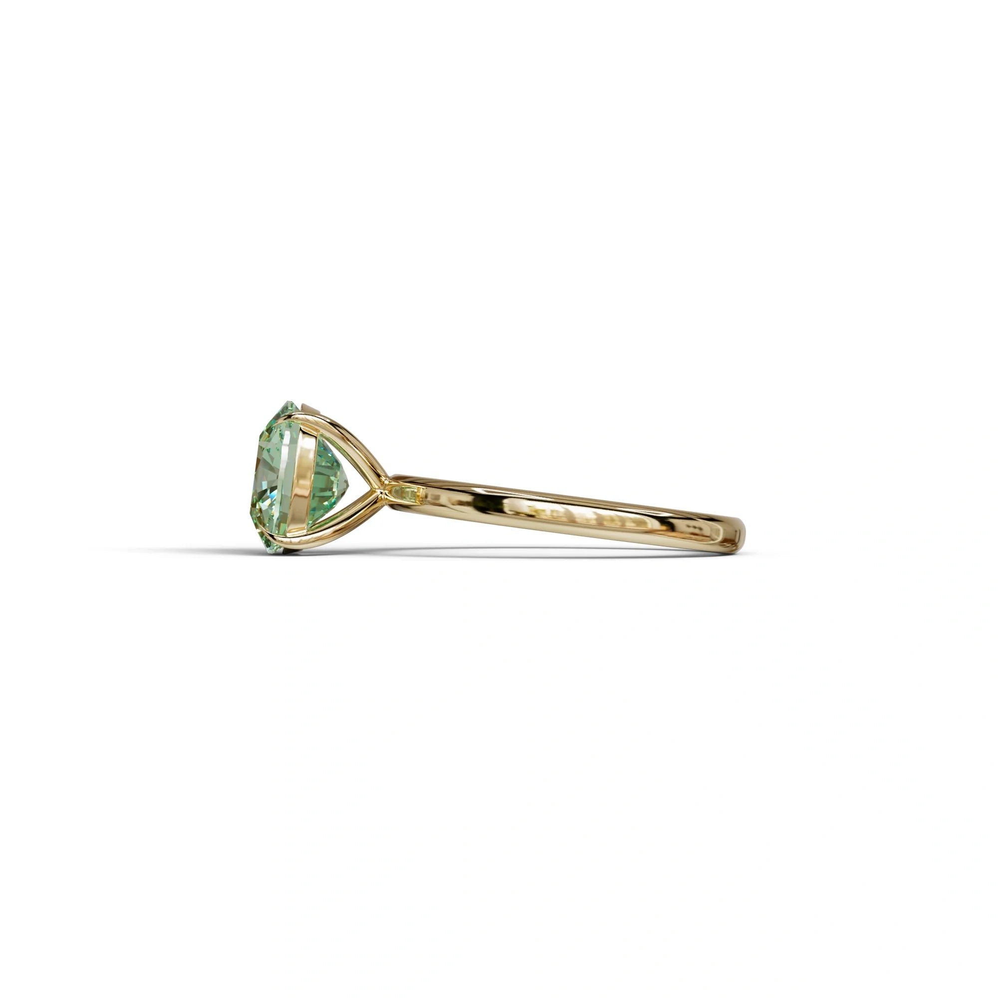 Green Cushion Cut Solitaire Lab Grown Diamond Engagement Ring - Mesmera