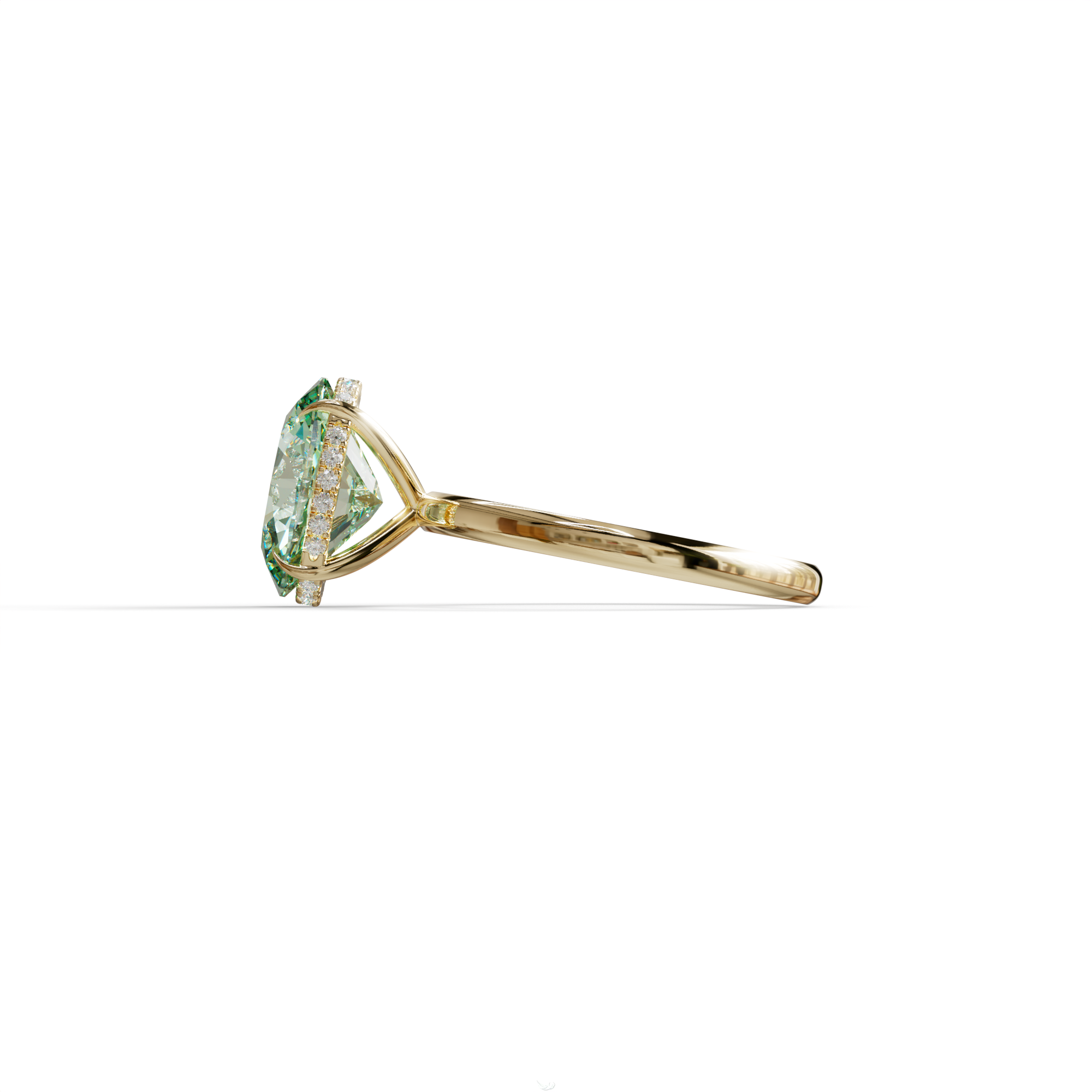 2.5 Carat Green Oval Cut Hidden Halo Lab Diamond Ring - Mi Amor