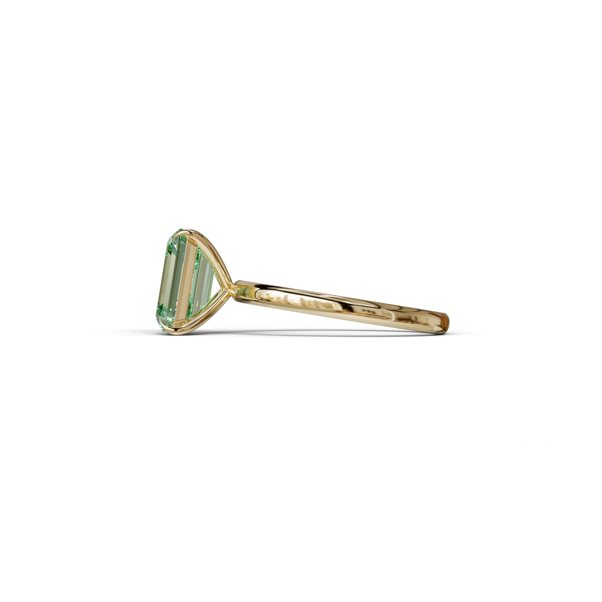 Green Emerald Cut Solitaire Lab Grown Diamond Engagement Ring - Vanessa