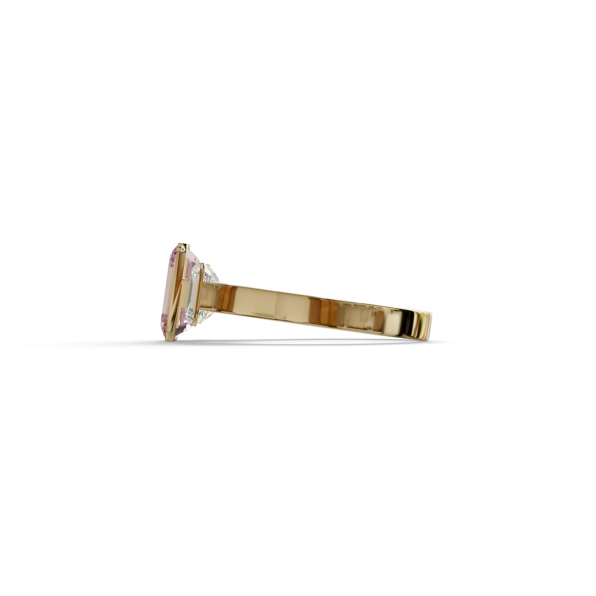 Three Stone 3 carat Emerald cut Pink Lab Grown Diamond Ring - Elaris