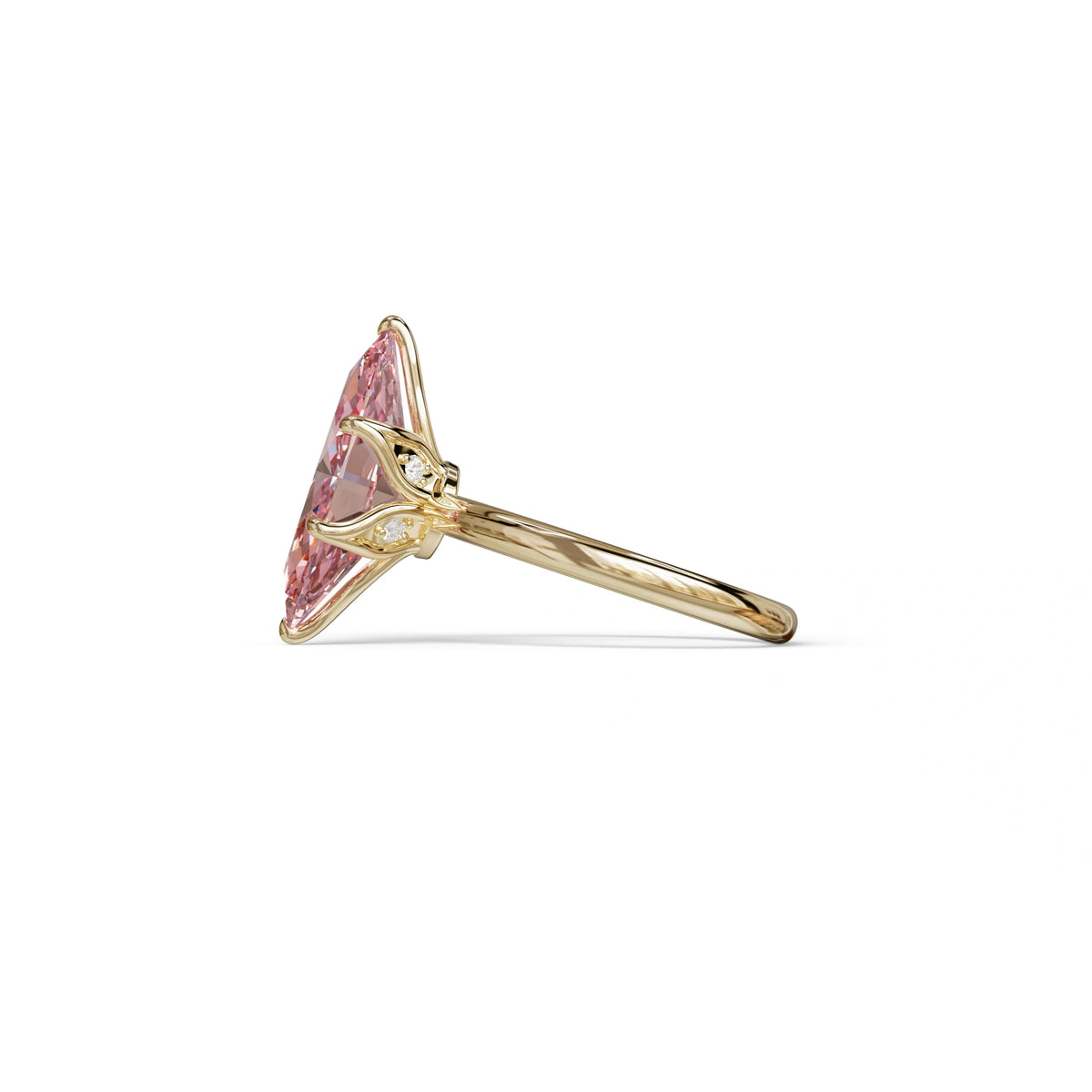 5 Carat Pink Lab Grown Diamond Engagement Ring · Marquise Cut Hidden Halo | Etoile - view 4