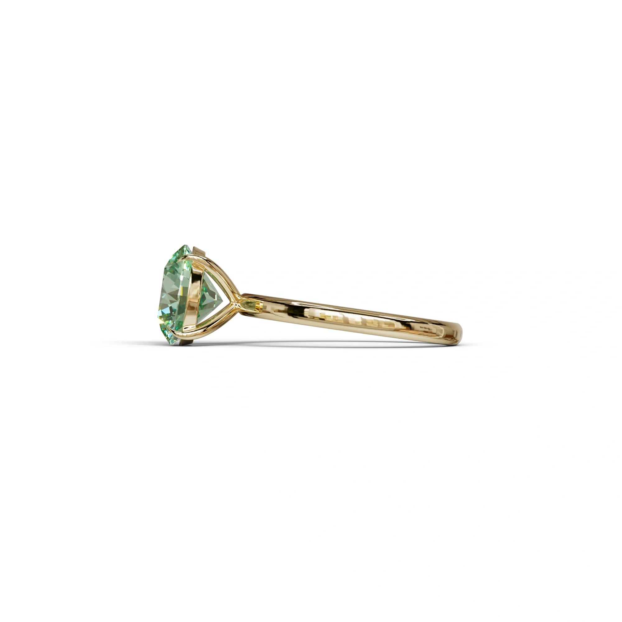 Green Round Cut Solitaire Lab Diamond Engagement Ring - Italia