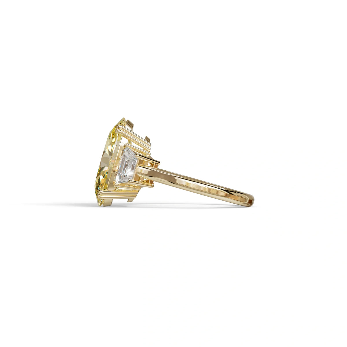 5 Carat Yellow Lab Grown Diamond Engagement Ring · Oval Cut Three Stone | Solstice - view 4