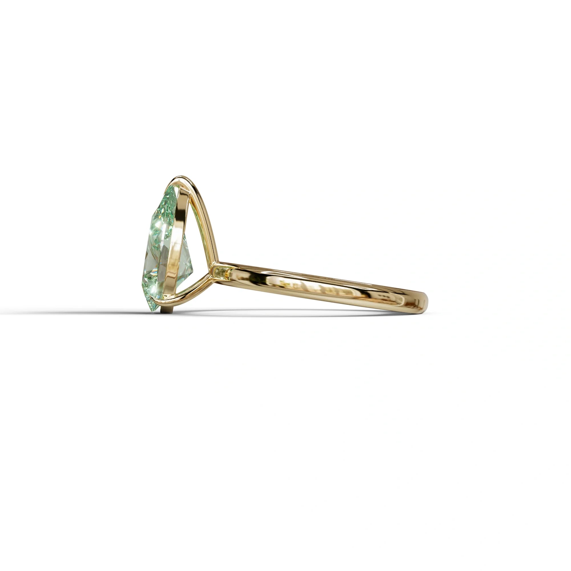 Green Pear Cut Solitaire Lab Grown Diamond Engagement Ring - Maniola