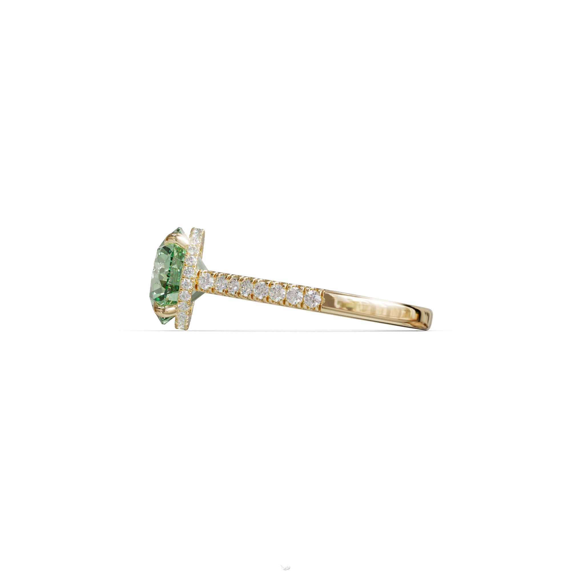 3 Carat Green Round Cut Hidden Halo & Pave Setting Lab Diamond Ring - Eblouissant