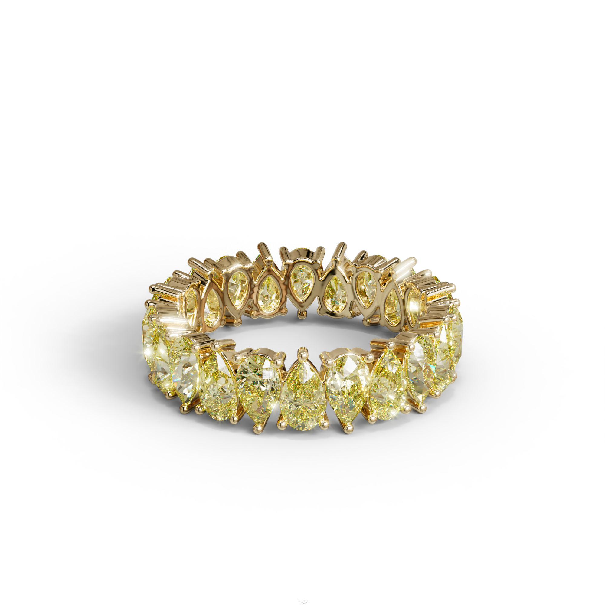 Yellow Pear Diamond Full Eternity Band - Stackable Ring