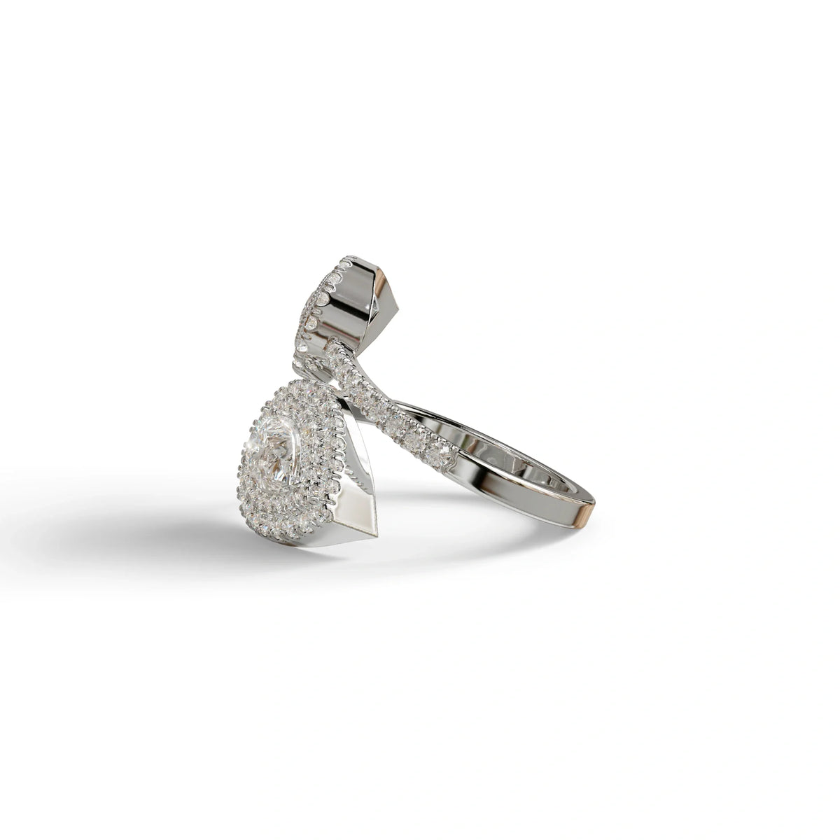 E/VVS 2 Carat Pear Cut Lab Grown Halo & Pave Diamond Ring - Ahurissant
