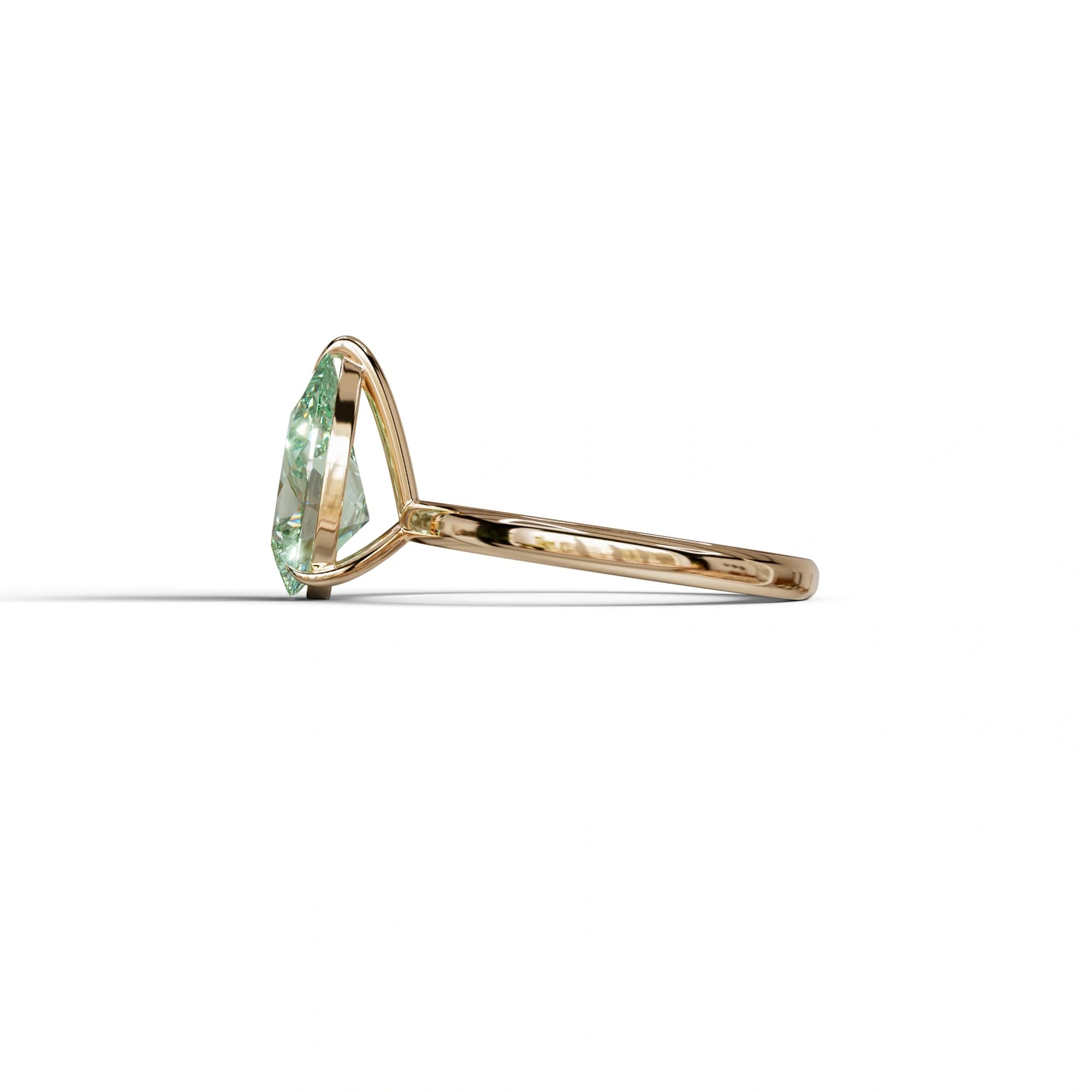 Green Pear Cut Solitaire Lab Grown Diamond Engagement Ring - Maniola