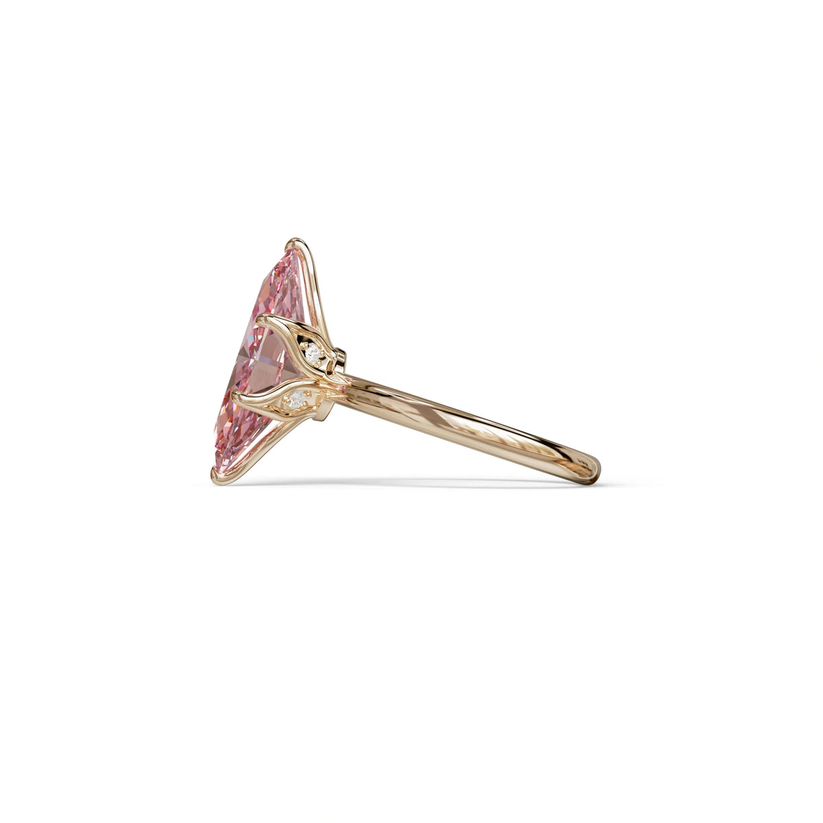 5 Carat Pink Lab Grown Diamond Engagement Ring · Marquise Cut Hidden Halo | Etoile - view 5