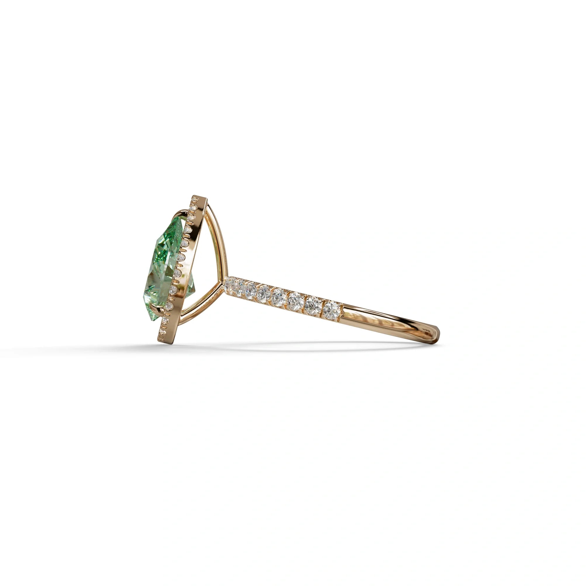2 Carat Green Pear Cut Halo & Pave Lab Diamond Ring - Glam Deck