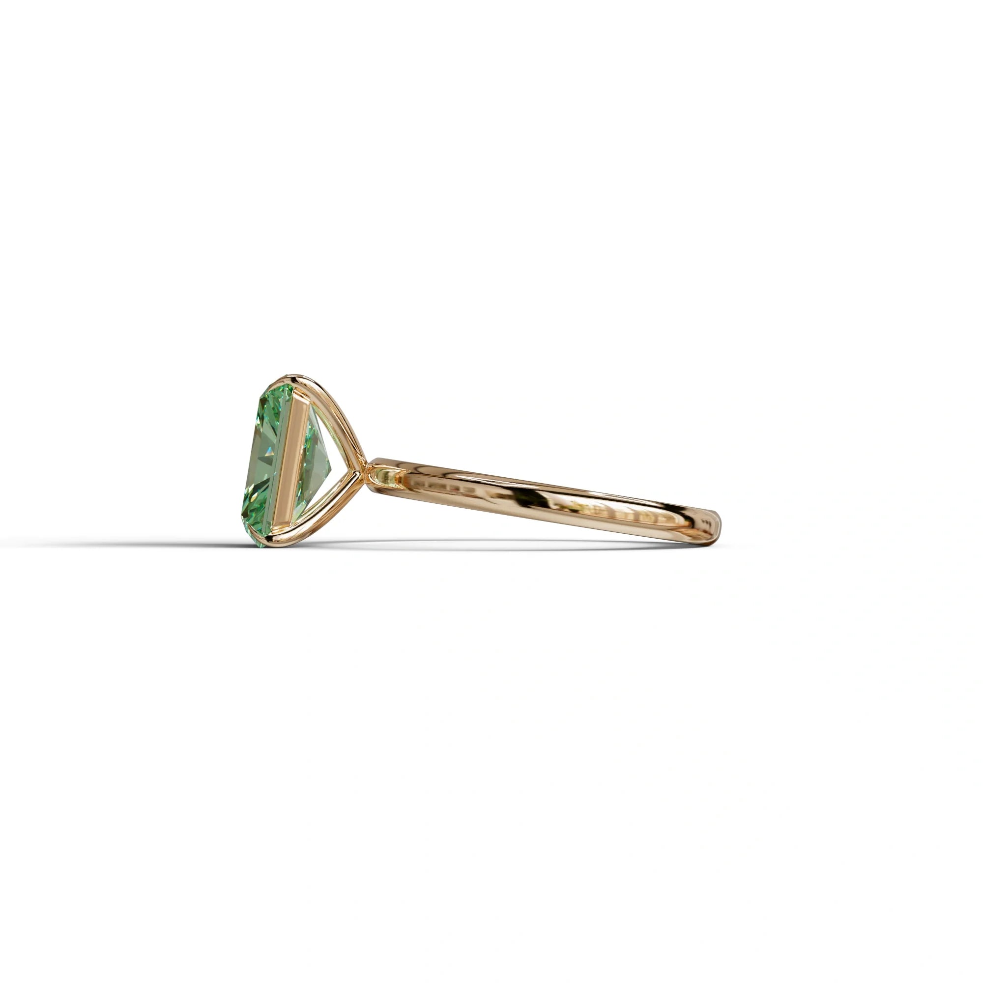 Green Radiant Cut Solitaire Lab Grown Diamond Engagement Ring - Papilia