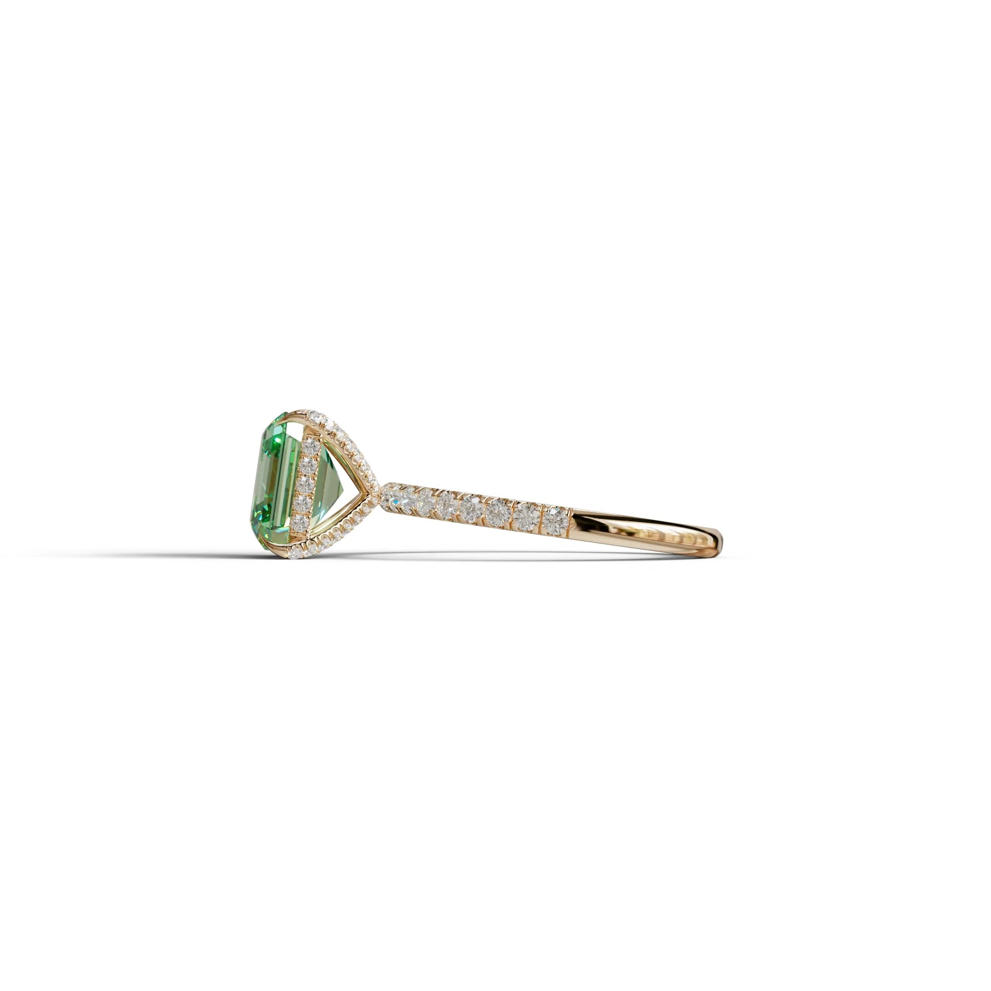 3 Carat Green Asscher Cut Hidden Halo & Pave Lab Grown Diamond Ring
