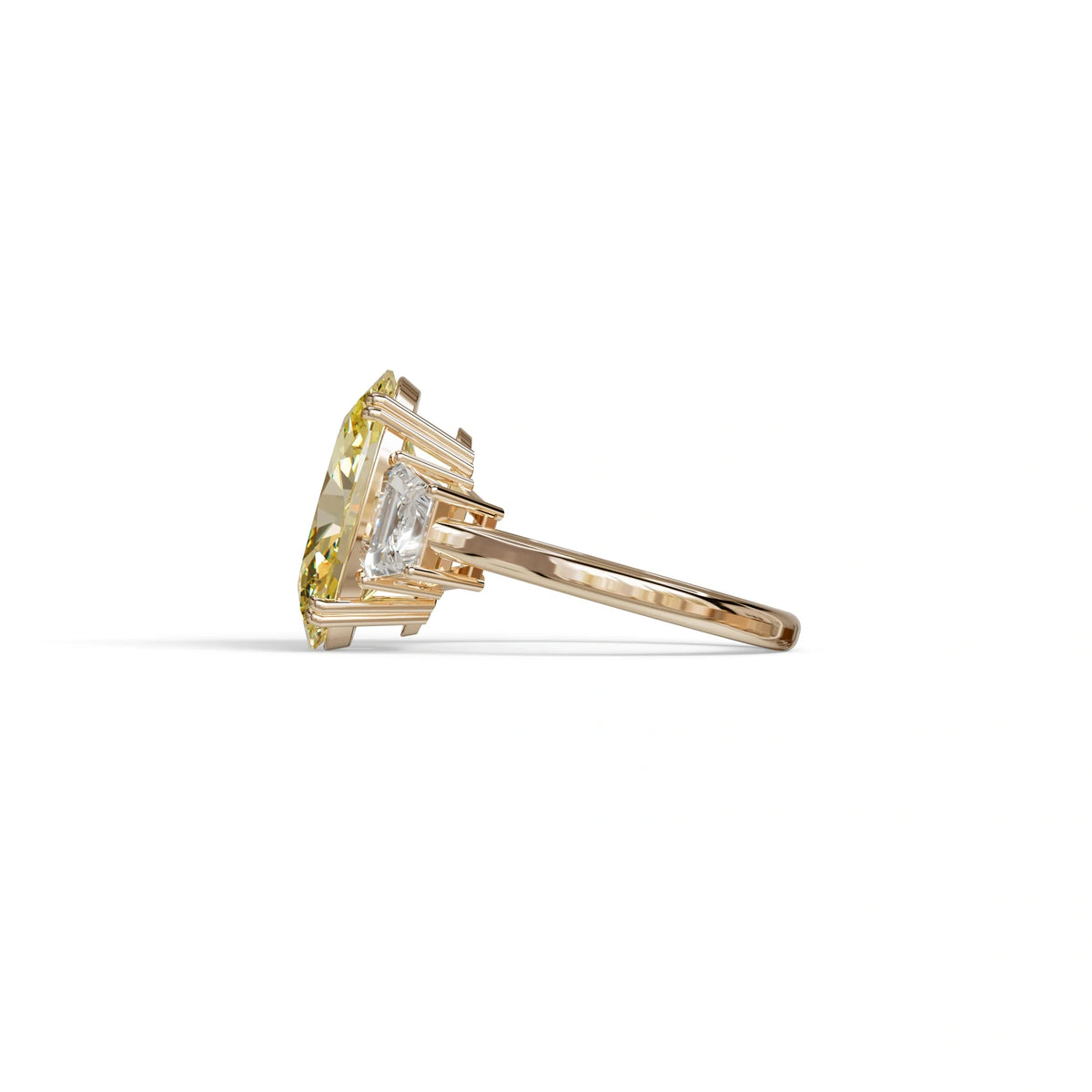 5 Carat Yellow Lab Grown Diamond Engagement Ring · Oval Cut Three Stone | Solstice - view 5