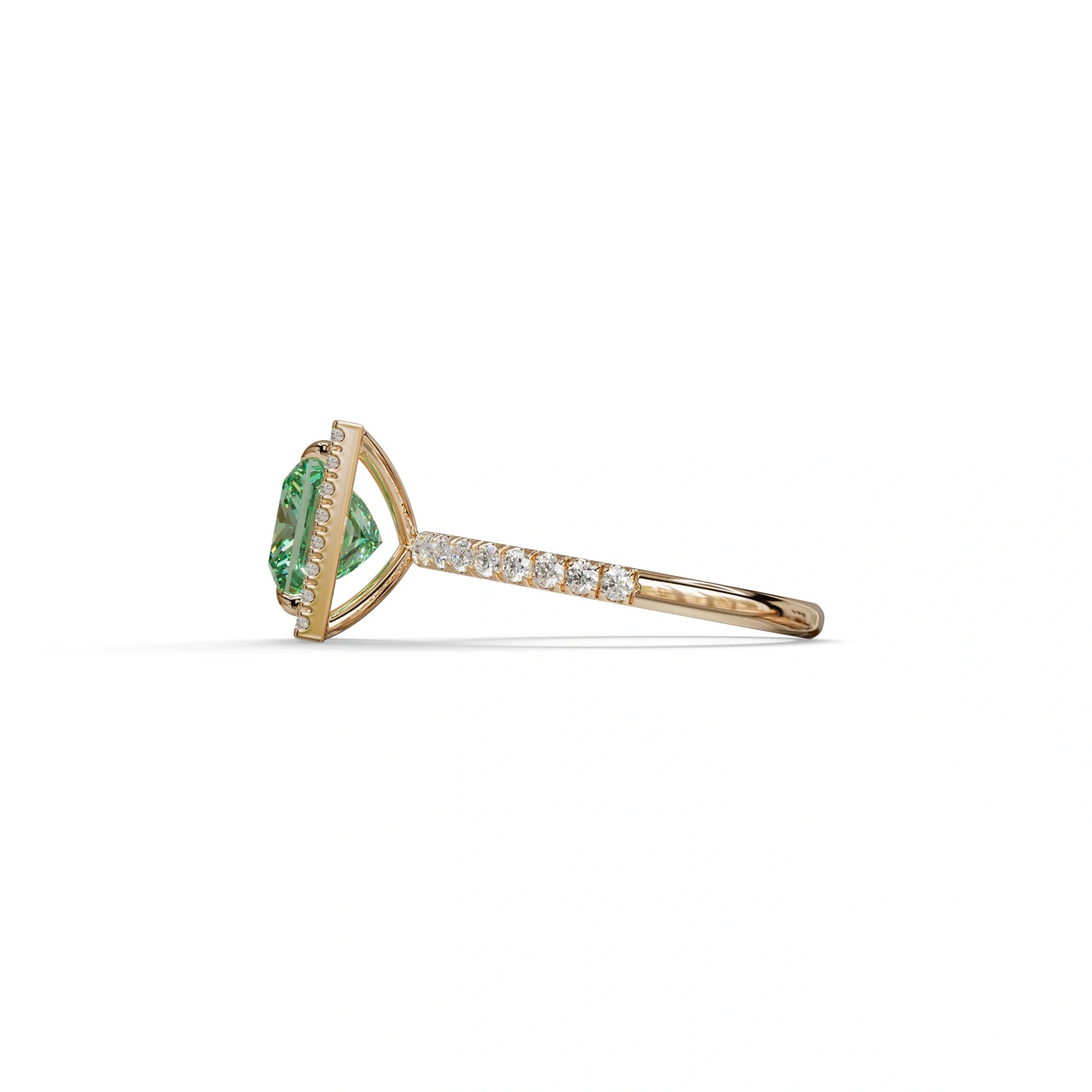 2 Carat Green Princess Cut Halo & Pave Lab Diamond Ring - Diamond Prime