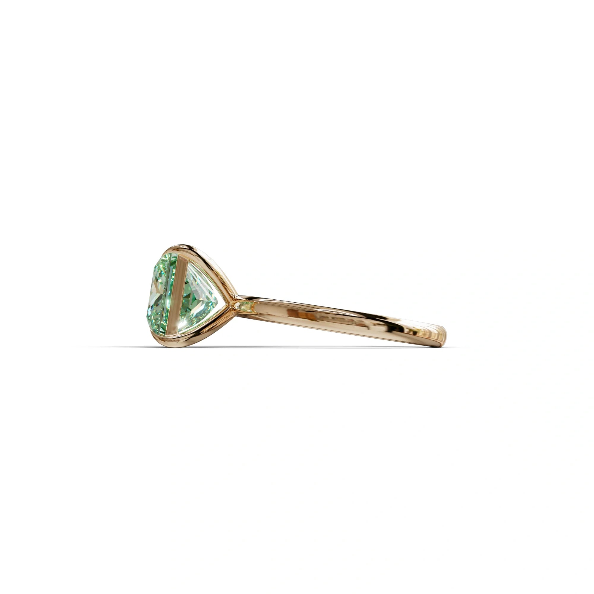 Green Princess Cut Solitaire Lab Grown Diamond Engagement Ring - Speyeria