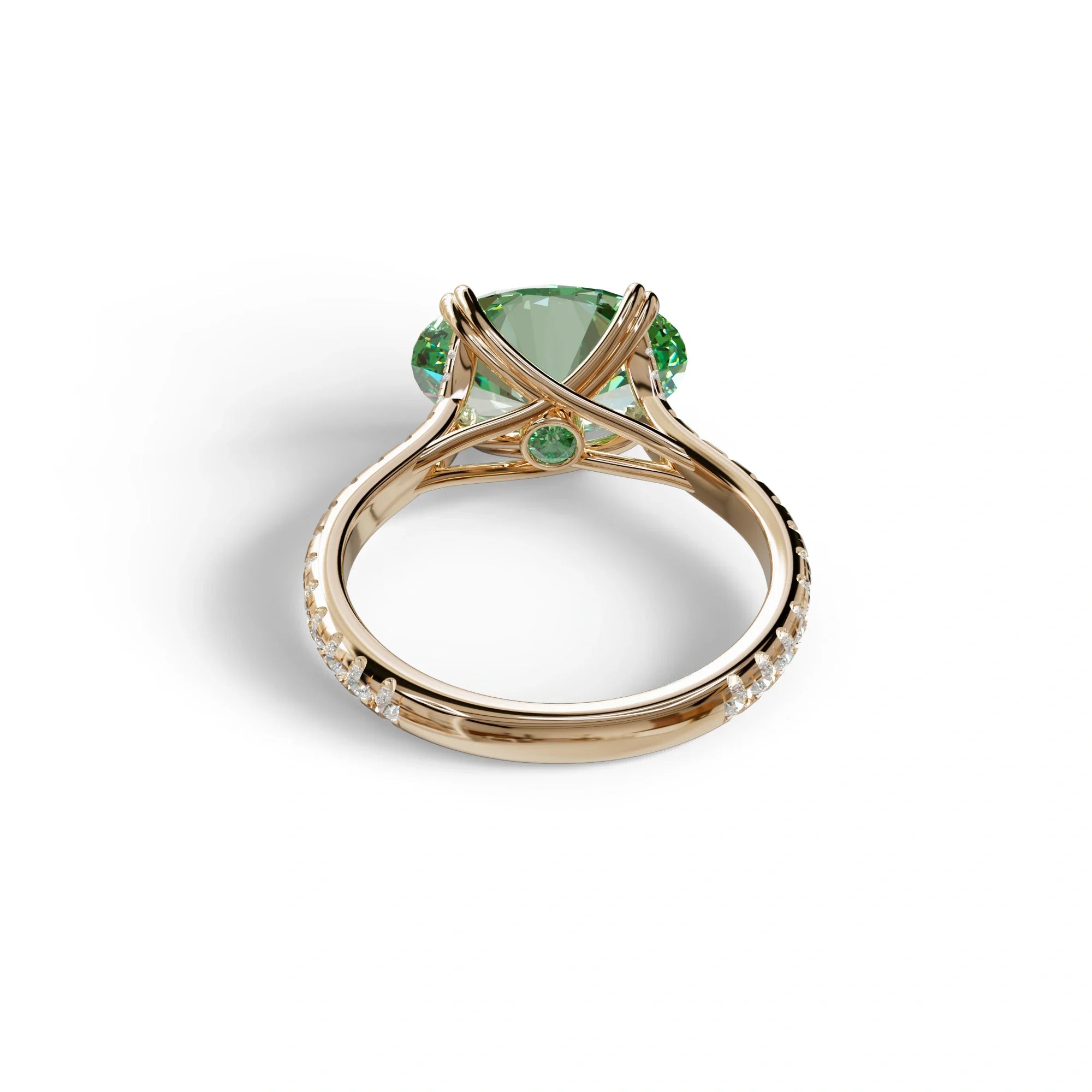 3 Carat Green Oval Lab Diamond Engagement Ring - Ellipse
