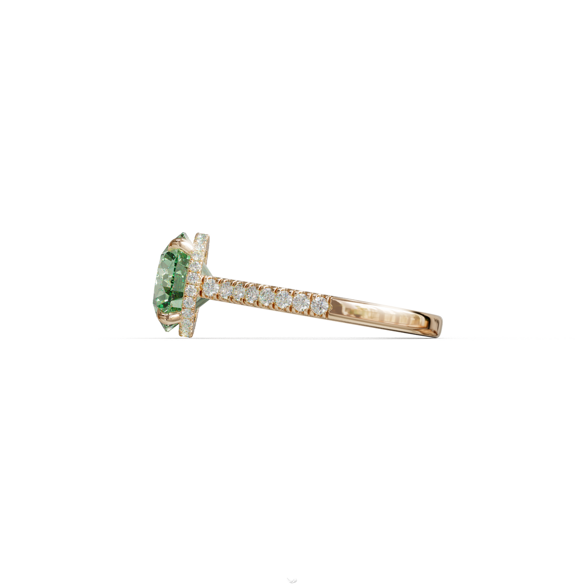 3 Carat Green Round Cut Hidden Halo & Pave Setting Lab Diamond Ring - Eblouissant
