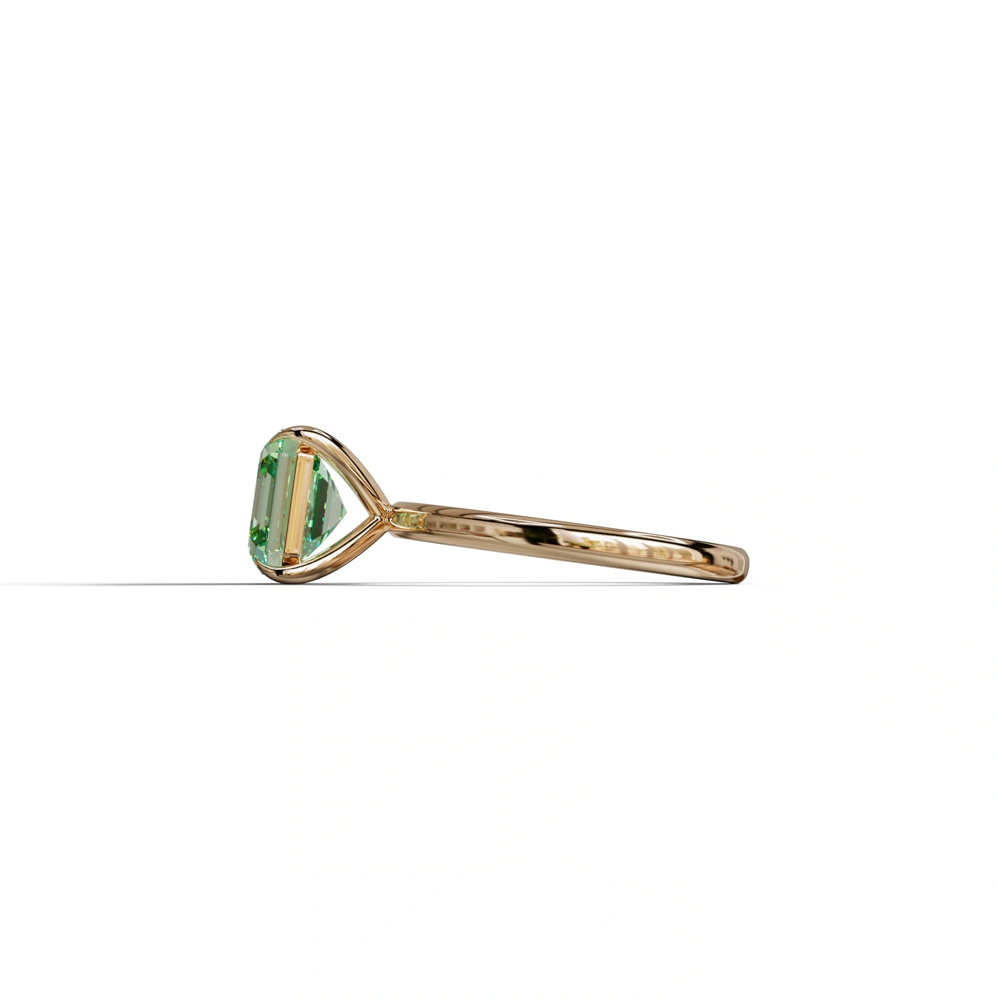 Green Asscher Cut Solitaire Lab Grown Diamond Engagement Ring - Fabriciana