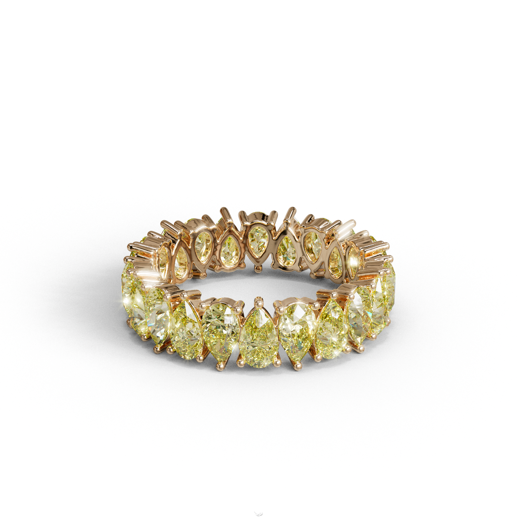 Yellow Pear Diamond Full Eternity Band - Stackable Ring
