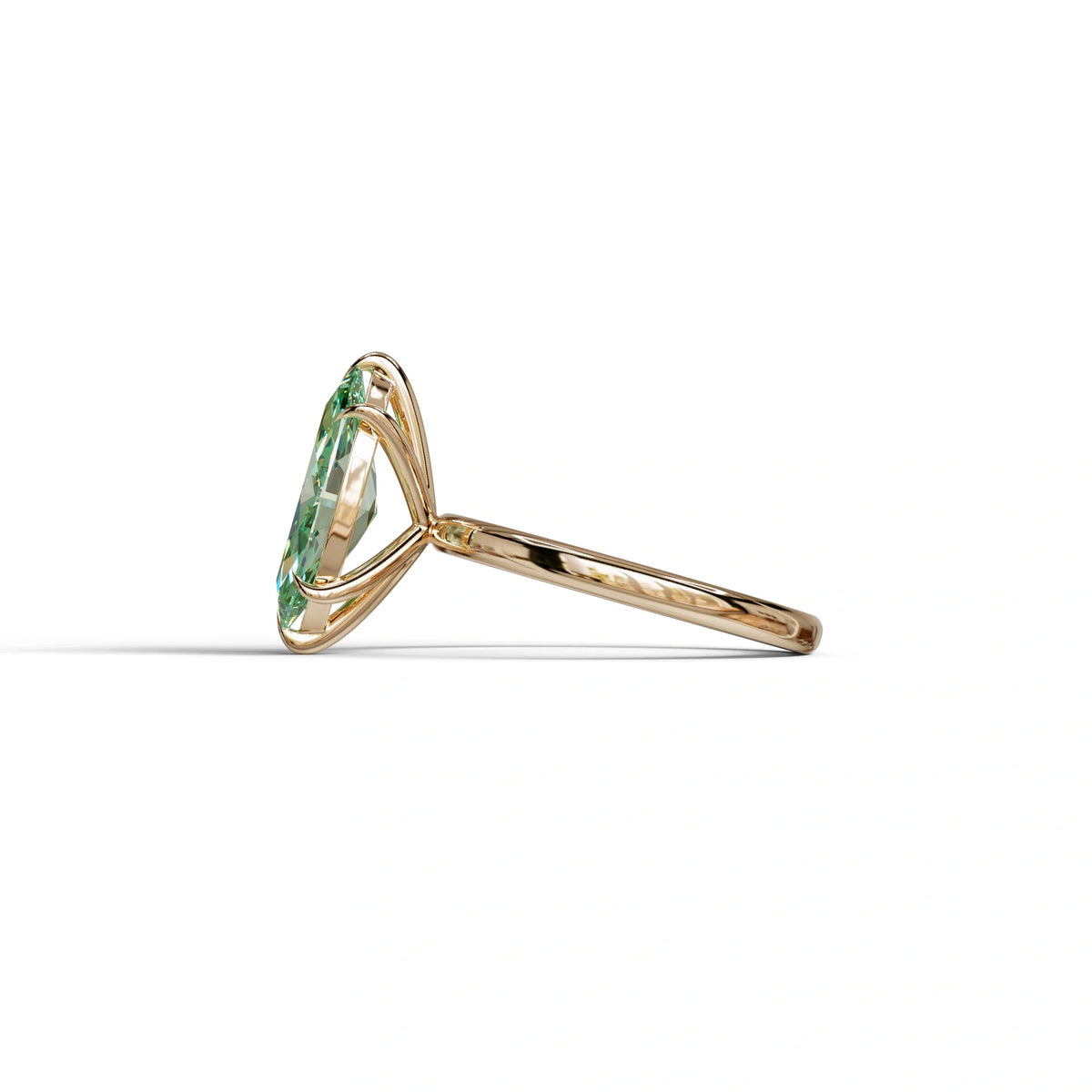 Fancy Vivid Green Marquise Cut Solitaire Lab Grown Diamond Engagement Ring - Celestina