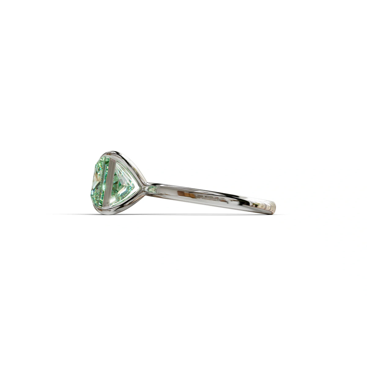 Green Princess Cut Solitaire Lab Grown Diamond Engagement Ring - Speyeria
