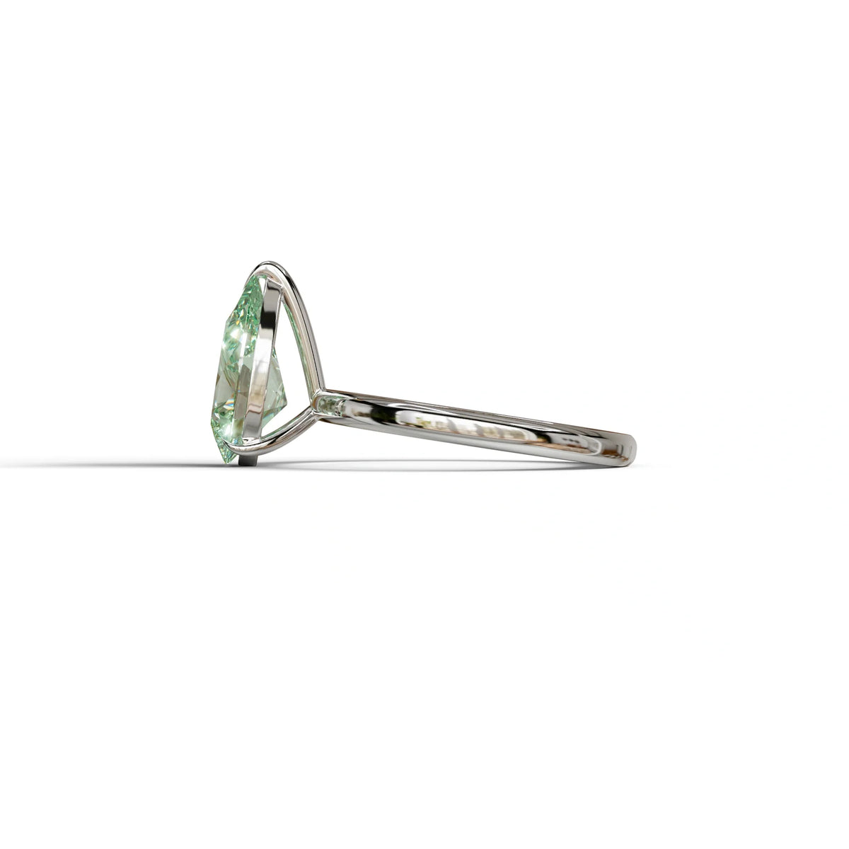 Green Pear Cut Solitaire Lab Grown Diamond Engagement Ring - Maniola